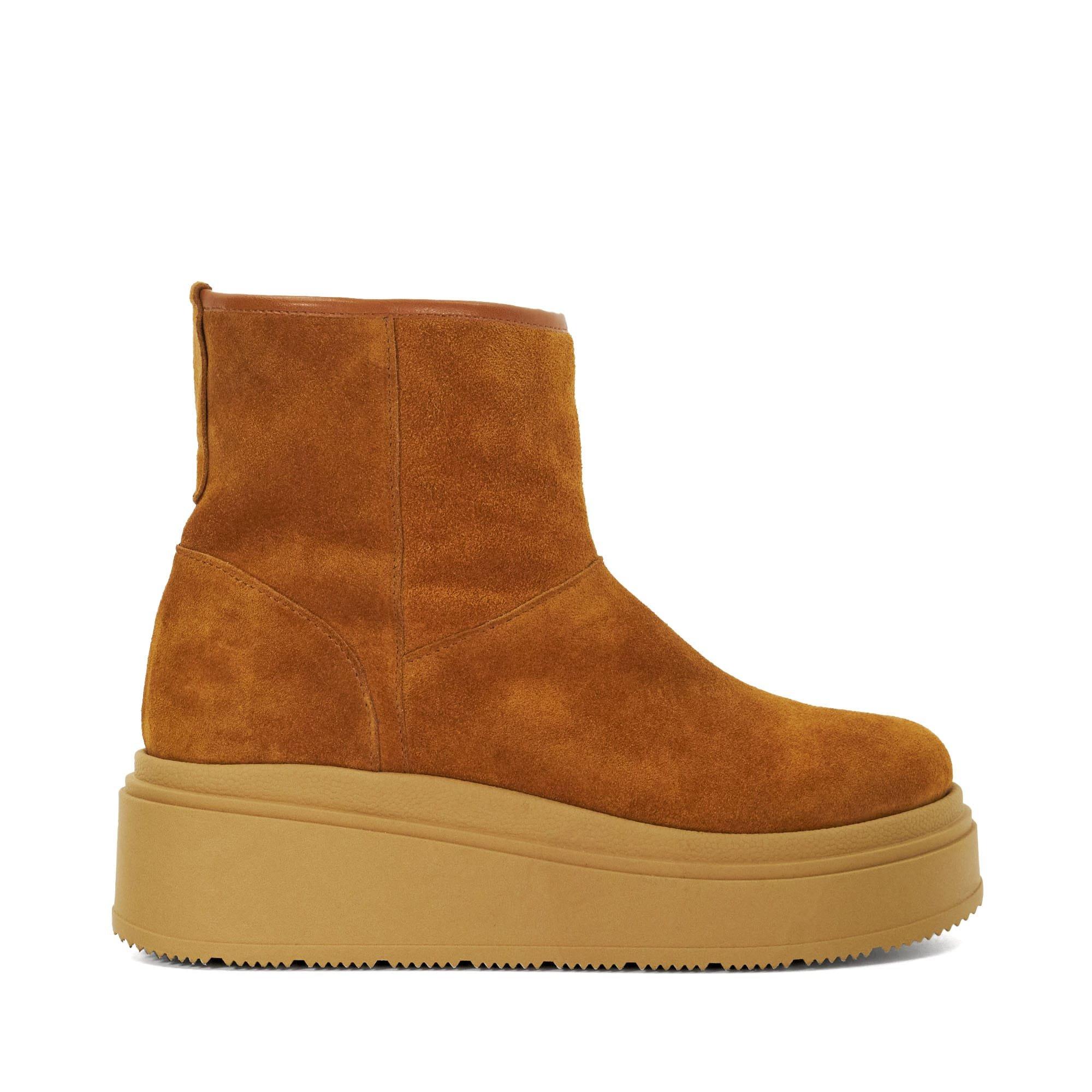 Tan - Dune London - Podsey Faux Shearling Lined Platform Boots - 1