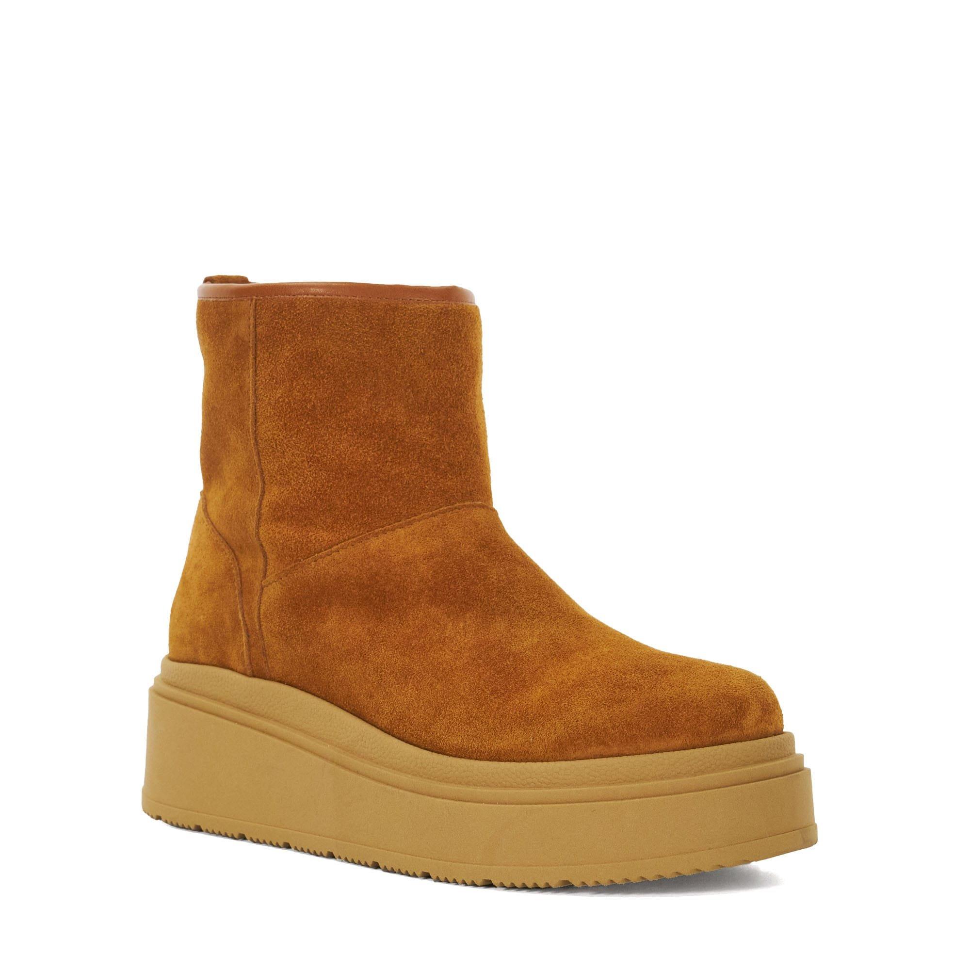 Tan - Dune London - Podsey Faux Shearling Lined Platform Boots - 2