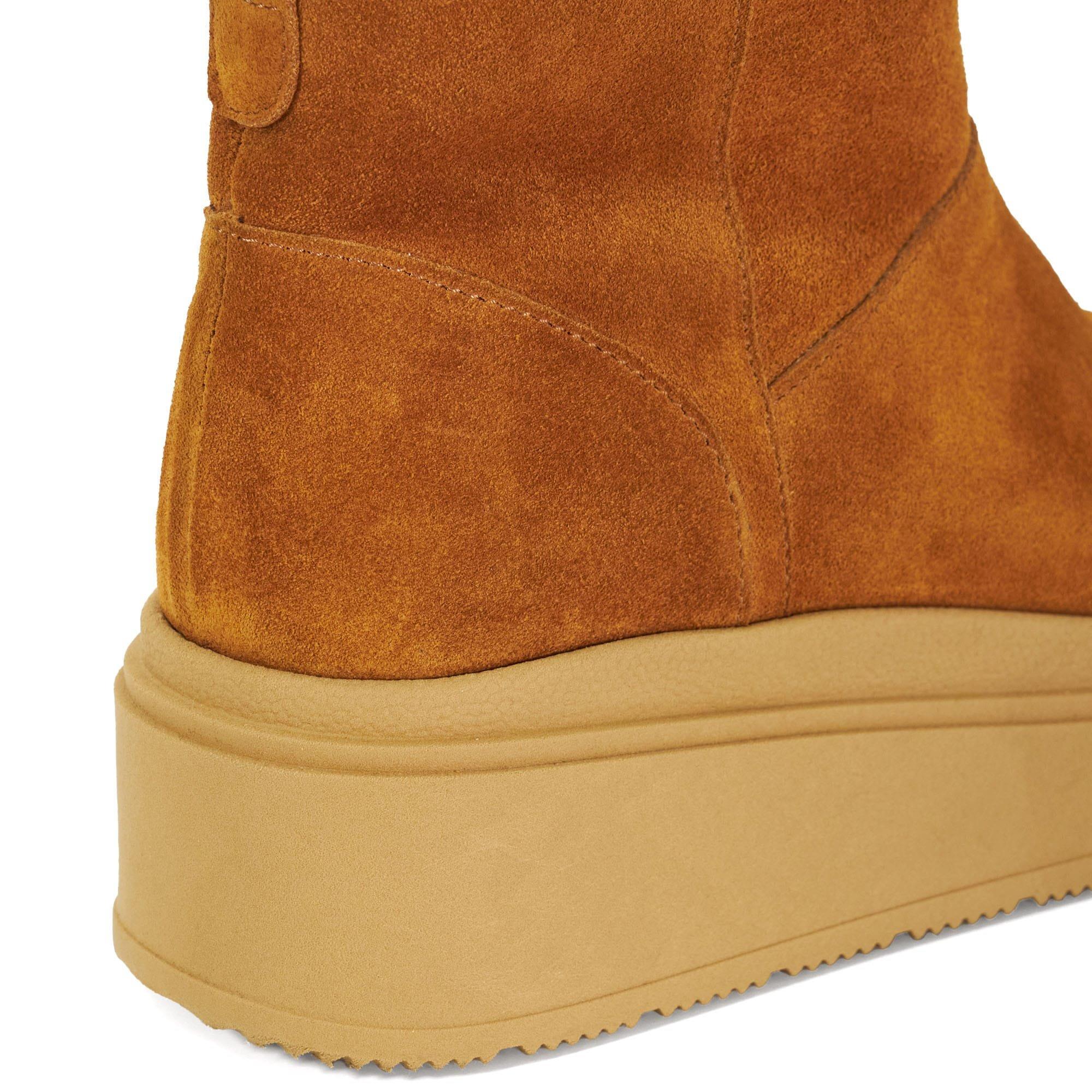 Tan - Dune London - Podsey Faux Shearling Lined Platform Boots - 5