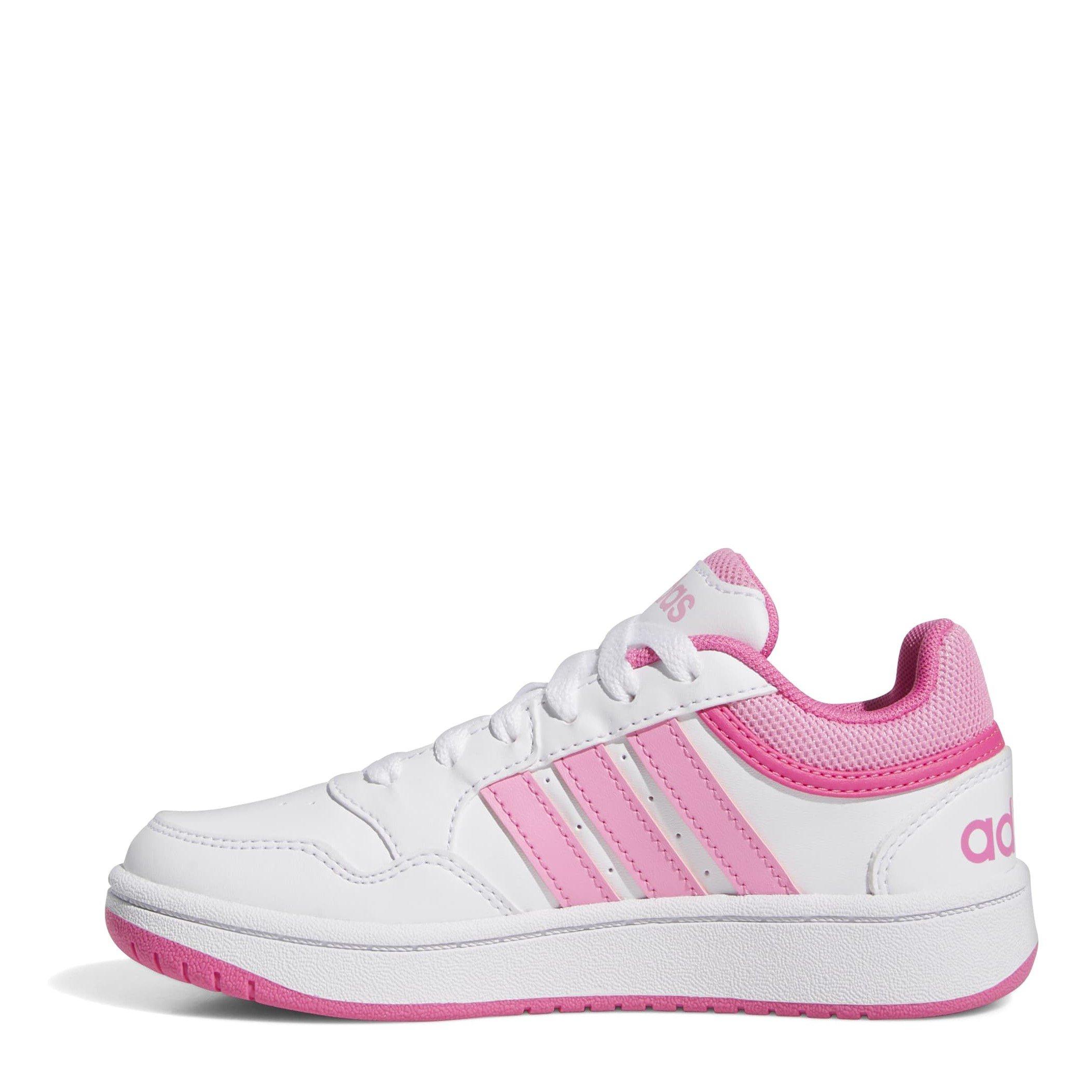White/Bliss Pnk - adidas - Hoops 3.0 K Basketball Trainers Unisex Kids - 2