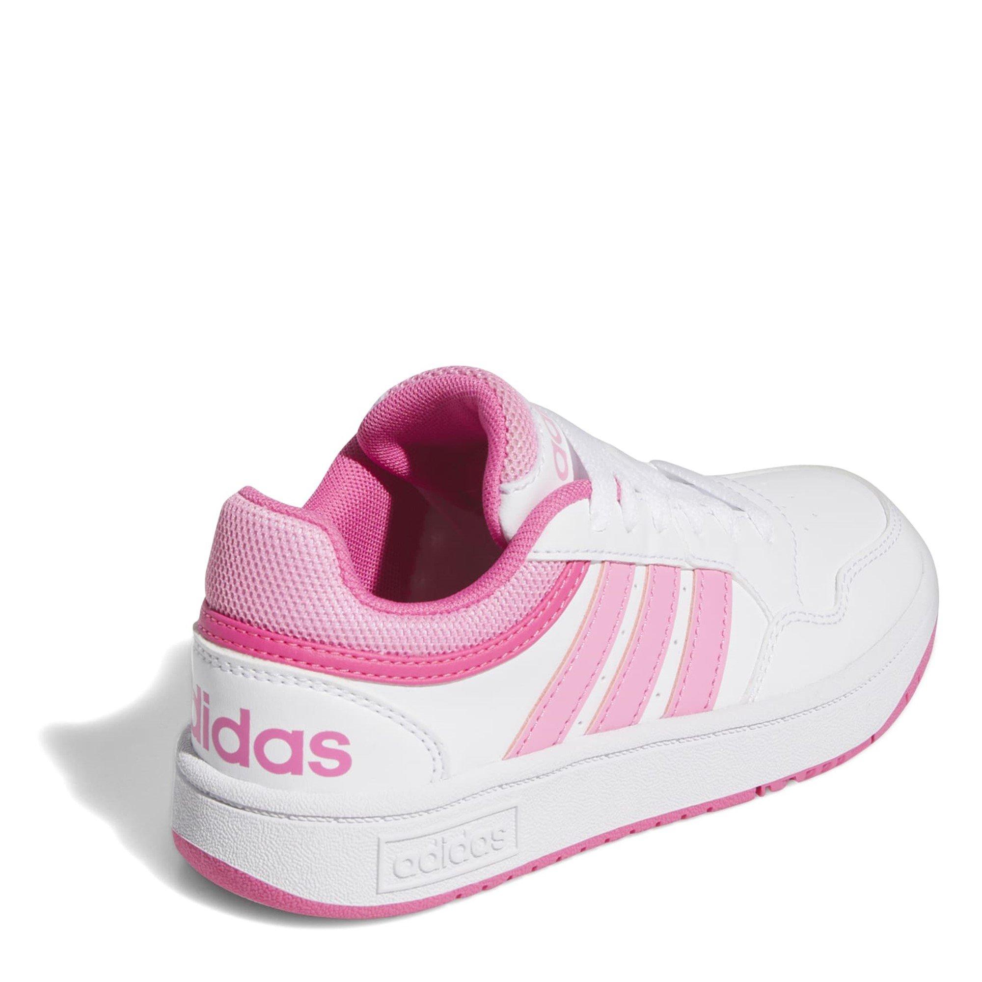 White/Bliss Pnk - adidas - Hoops 3.0 K Basketball Trainers Unisex Kids - 4