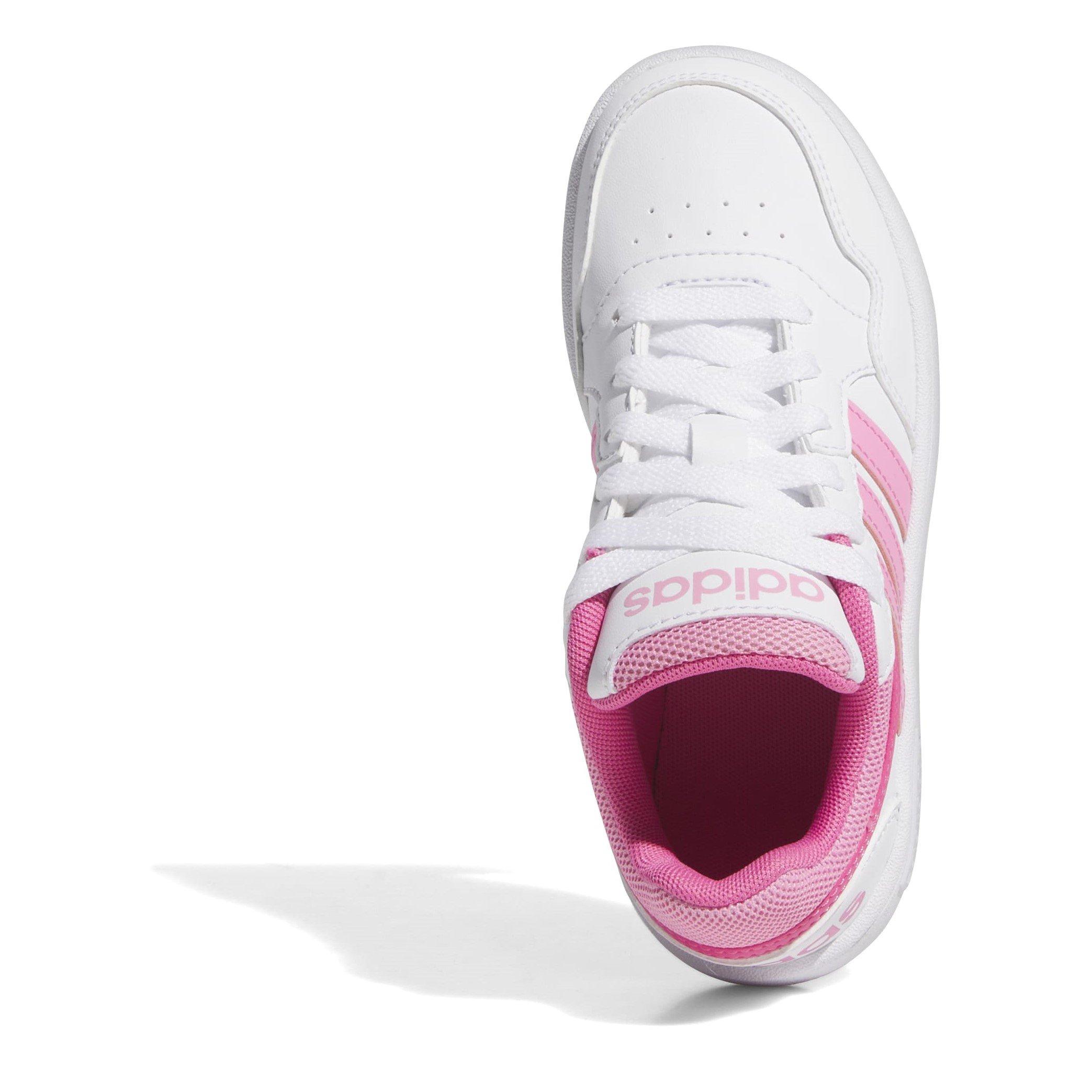 White/Bliss Pnk - adidas - Hoops 3.0 K Basketball Trainers Unisex Kids - 5