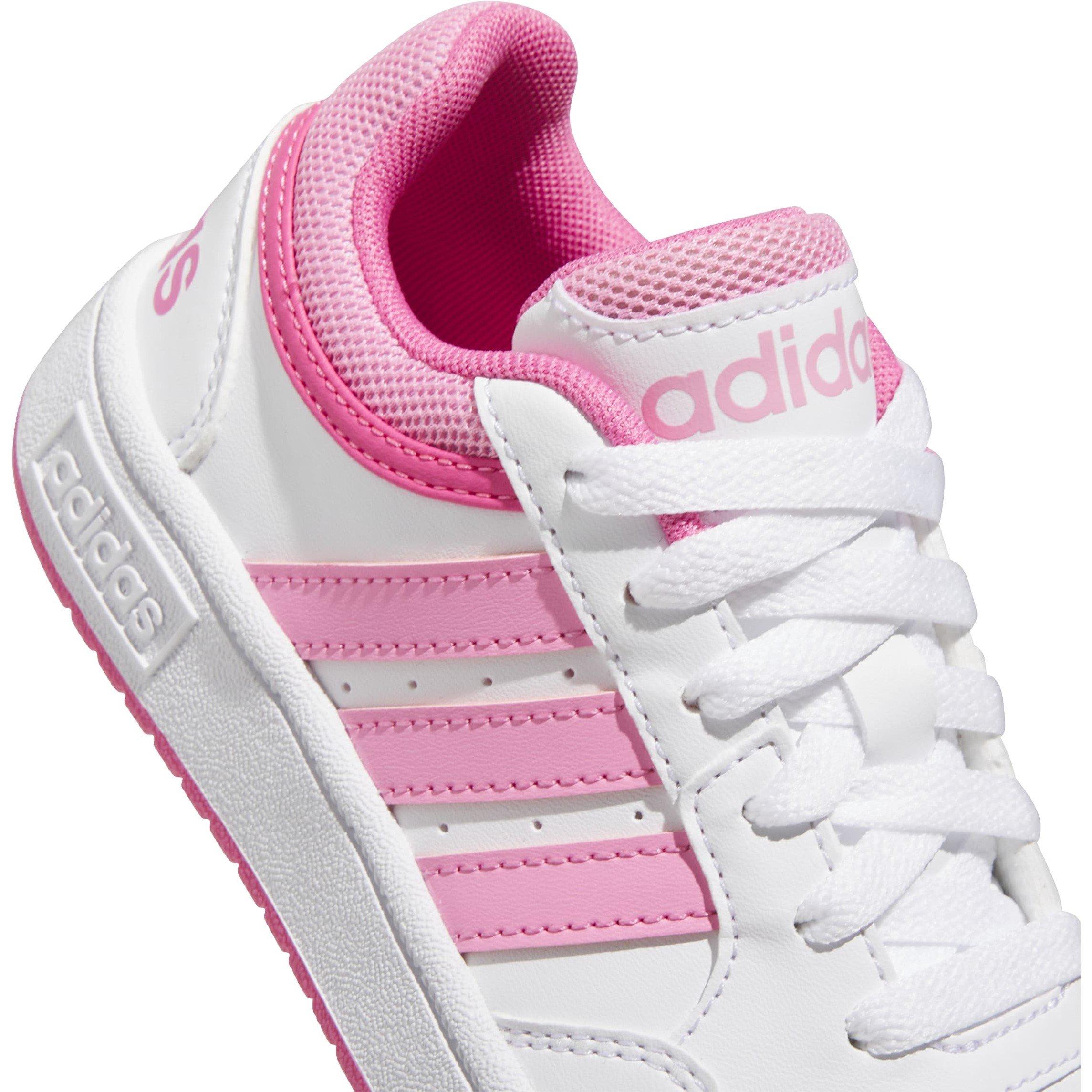 White/Bliss Pnk - adidas - Hoops 3.0 K Basketball Trainers Unisex Kids - 7