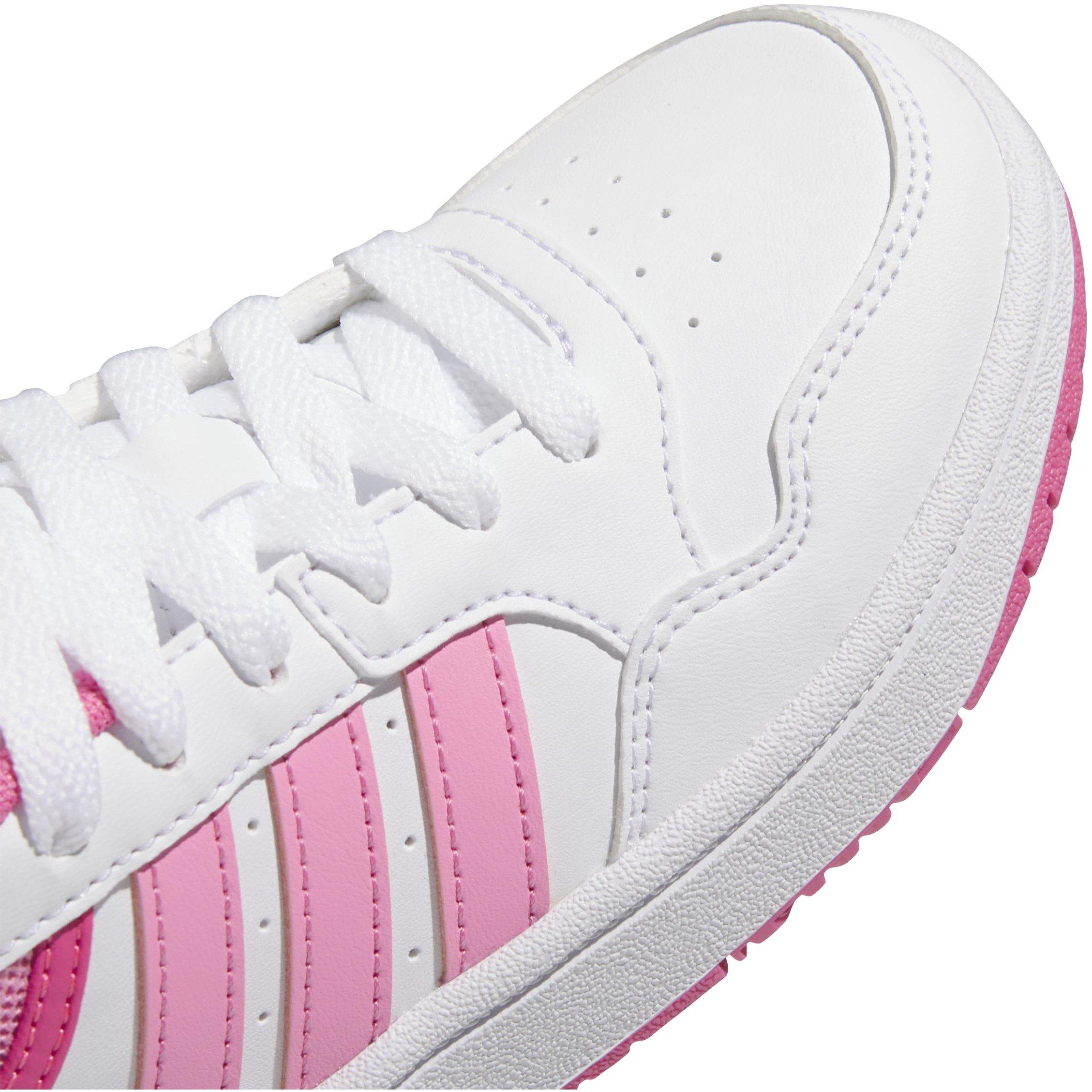 White/Bliss Pnk - adidas - Hoops 3.0 K Basketball Trainers Unisex Kids - 8