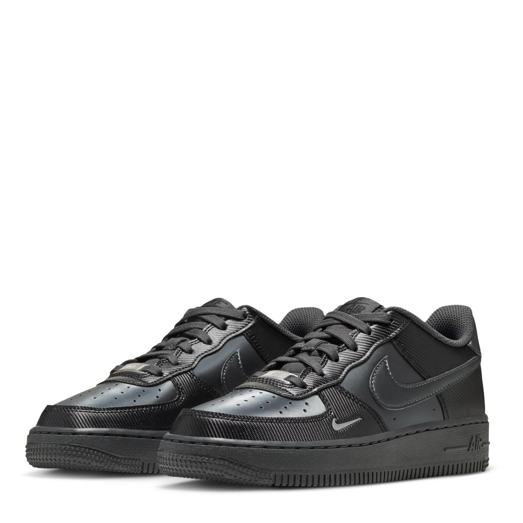 Black/Anthrac - Nike - Kids' Air Force 1 LV8 Carbon Leather Runners - 3