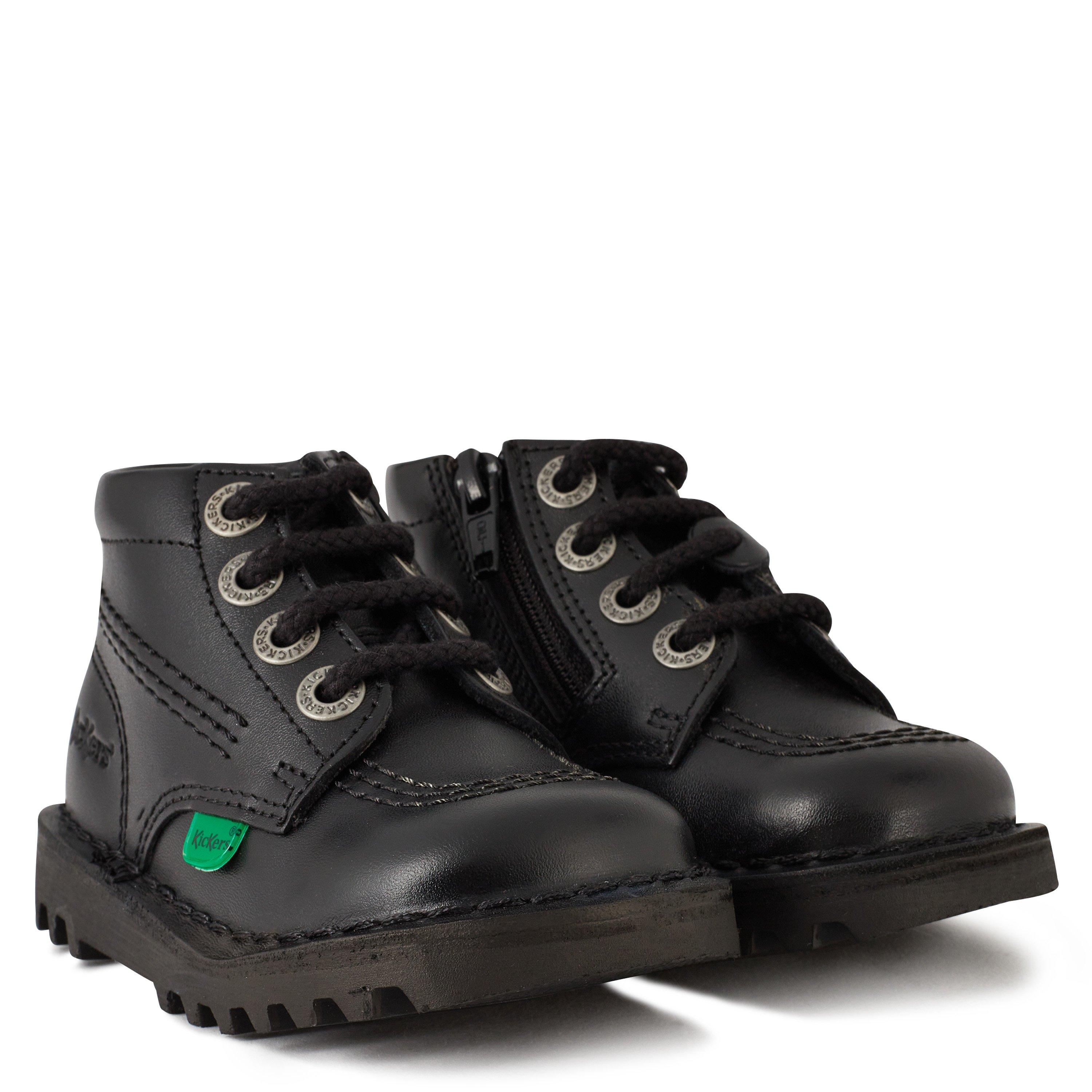 Black leather - Kickers - Kickers Infants Hi Boots - 3