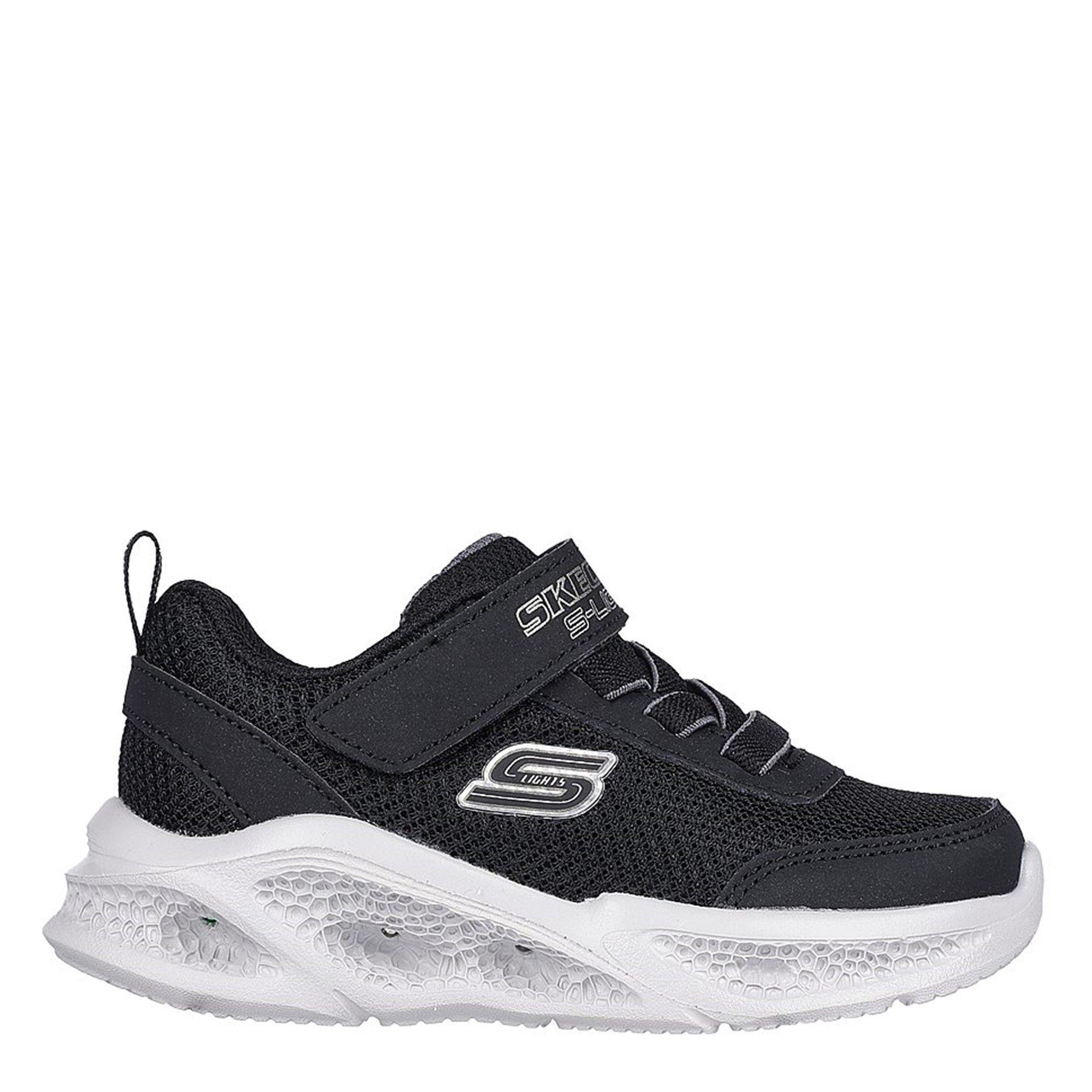 Schwarz/Grau - Skechers - Meteor Leather Light Up Trainers - 3