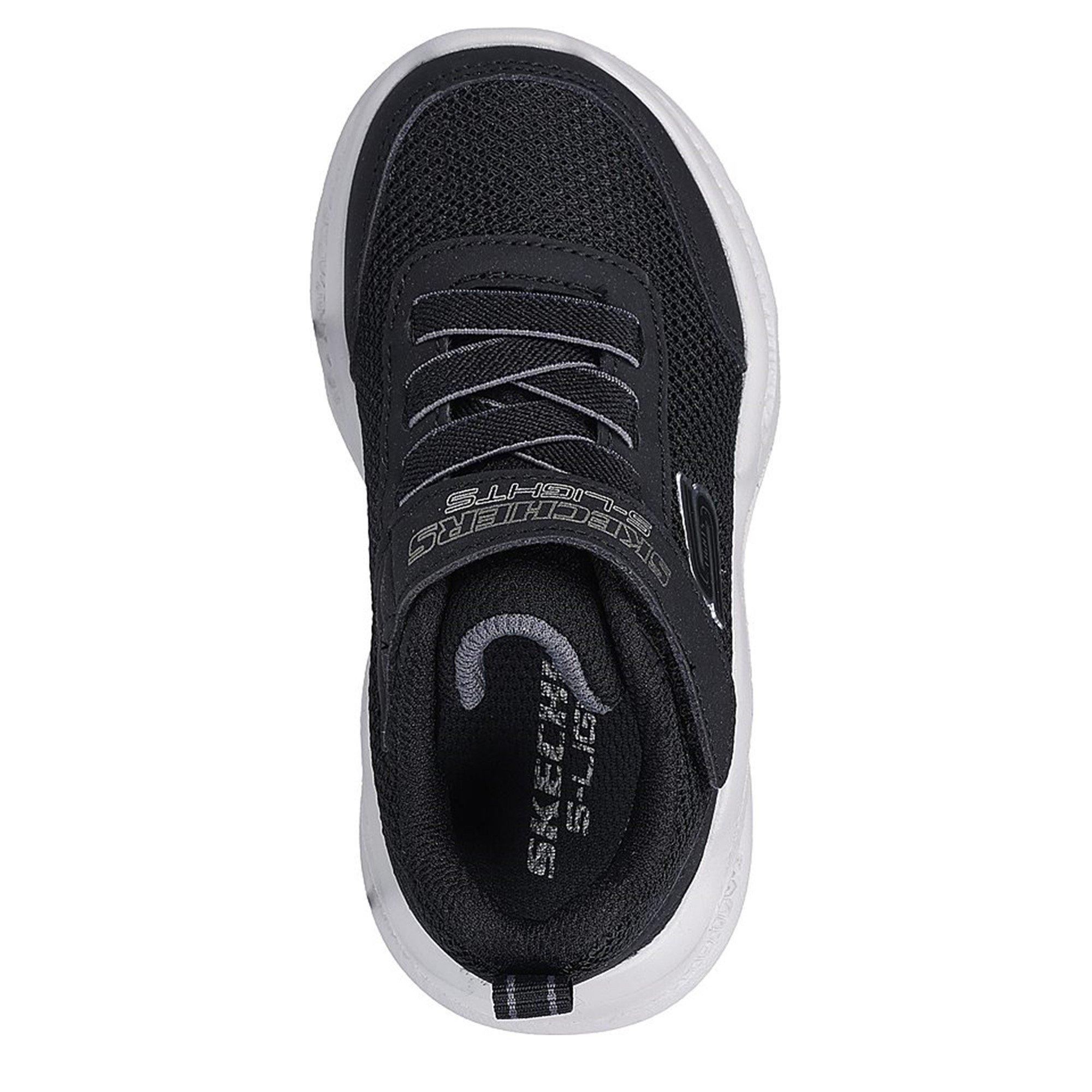 Schwarz/Grau - Skechers - Meteor Leather Light Up Trainers - 5