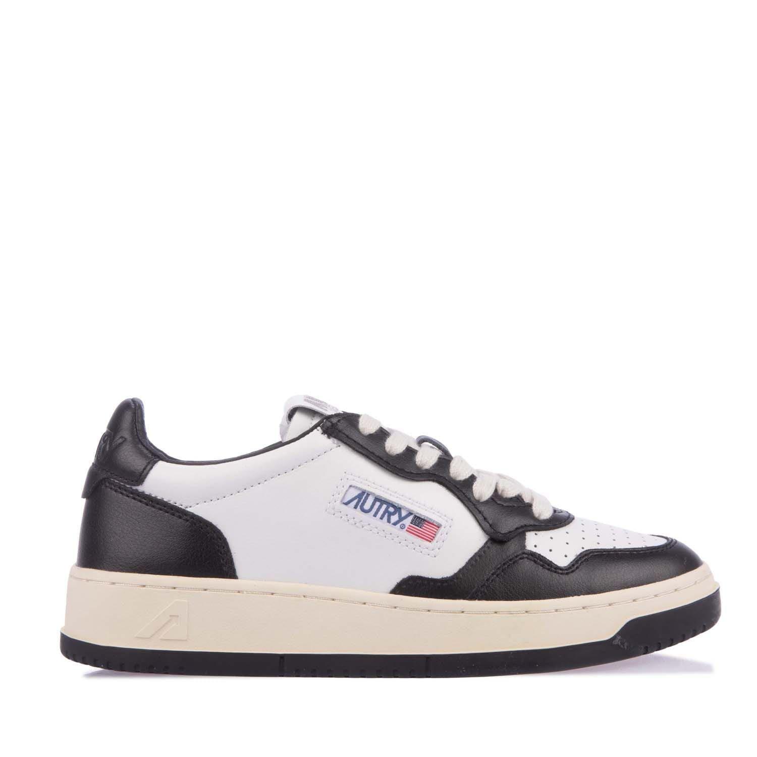 Autry Medalist Leather Court Trainers - Black-White - Size UK 4