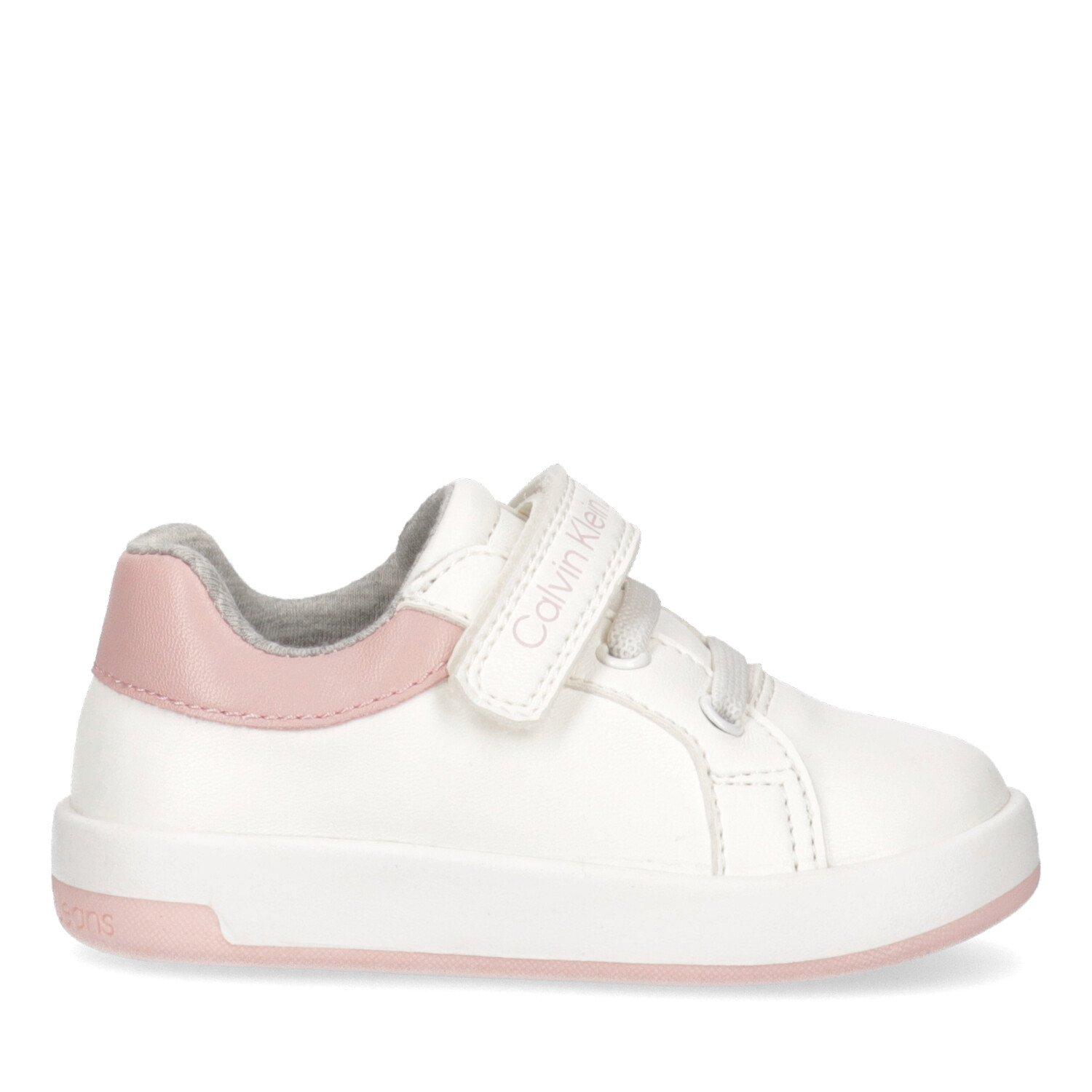Calvin Klein Jeans Boys Infants Low Top Court Trainers - Wht/Pnk X134 - C9 (27)