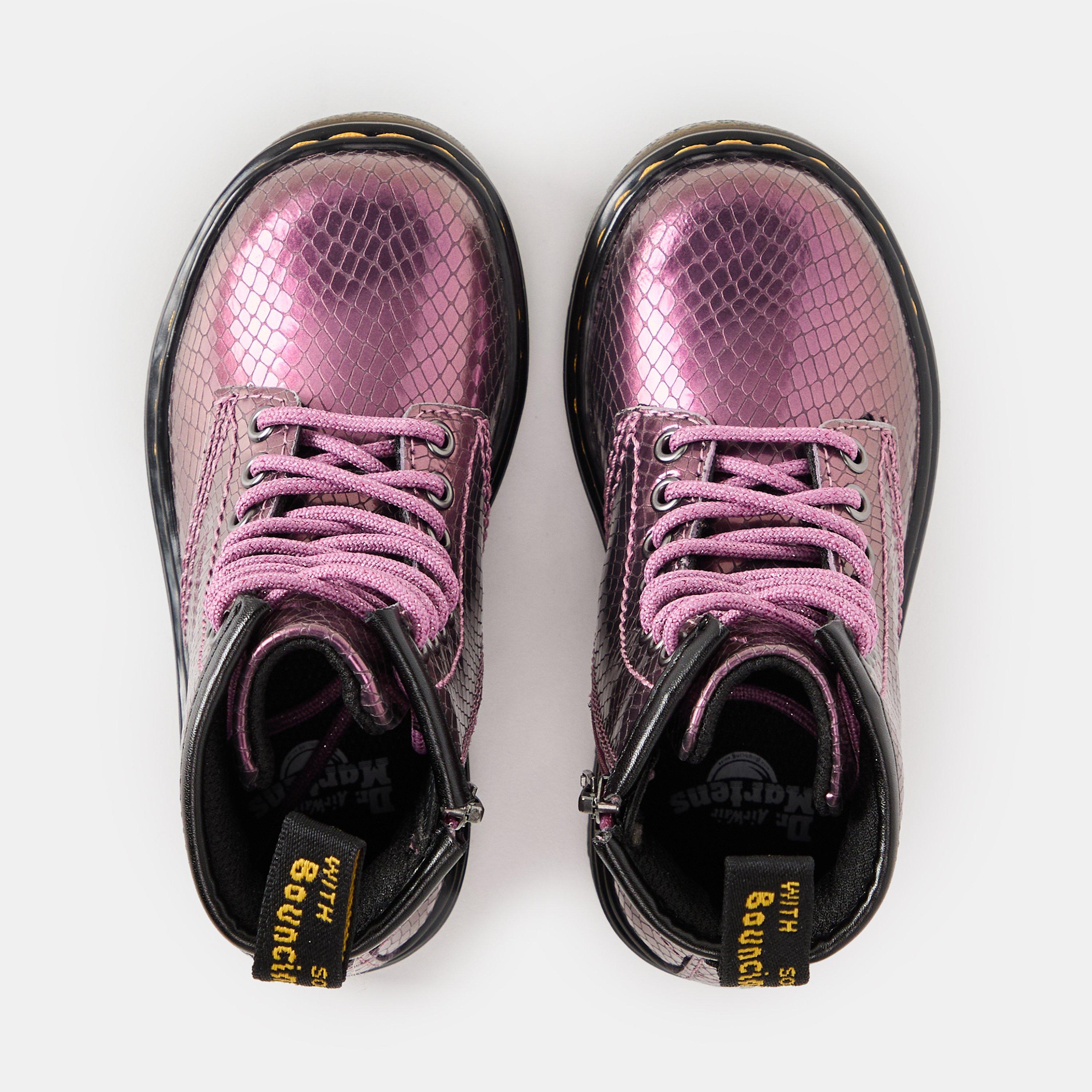 Pink - Dr Martens - Toddler 1460 Iridescent Reptile Emboss Boot - 4