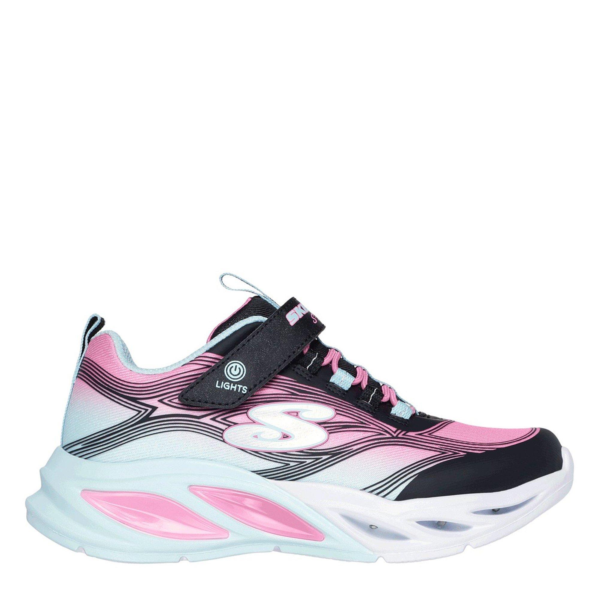 Skechers Girls Cosmic Glow Light Up Trainers - Black/Pink - C13 (32)