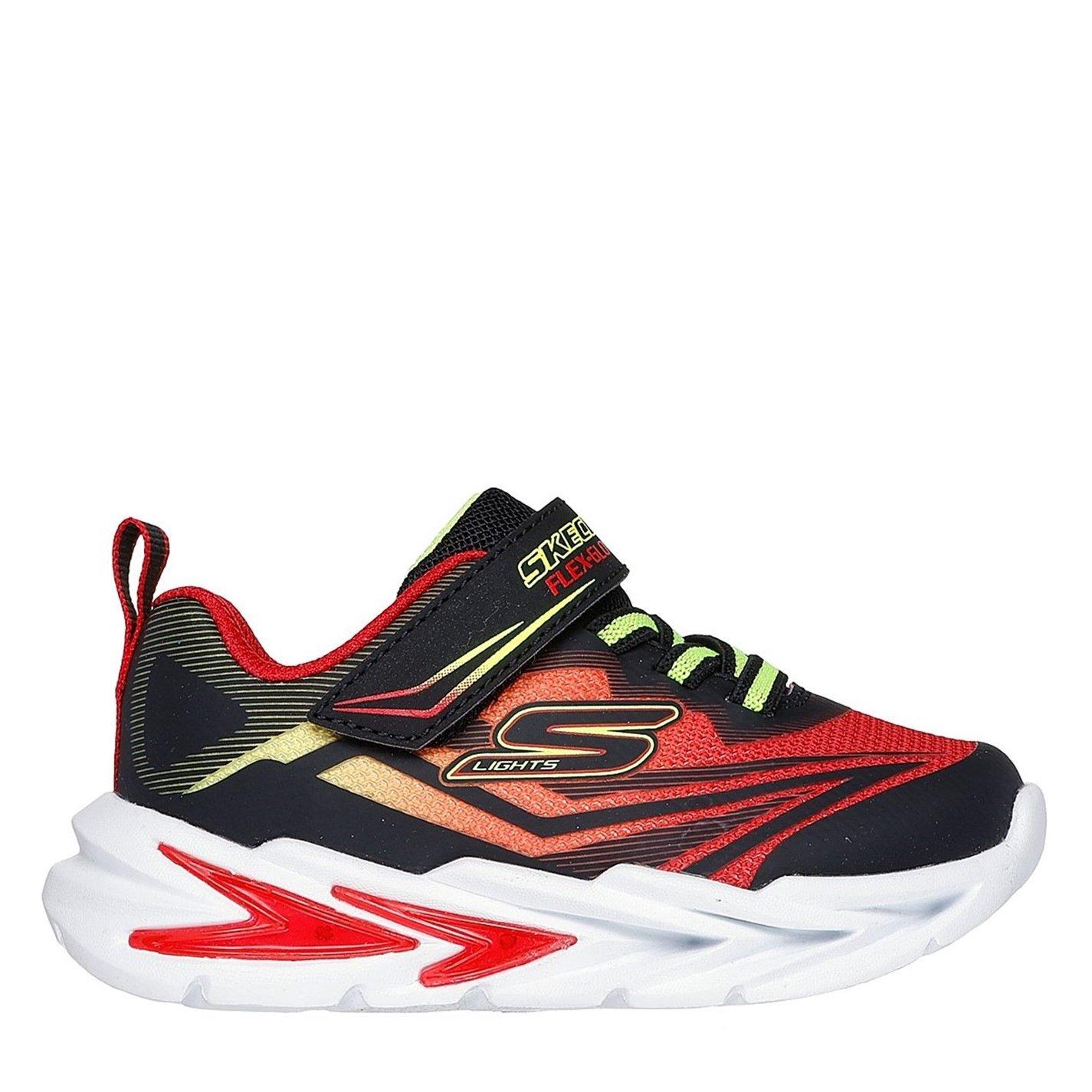 Red/Black - Skechers - Kids Gore and Strap Light Up Trainers - 1