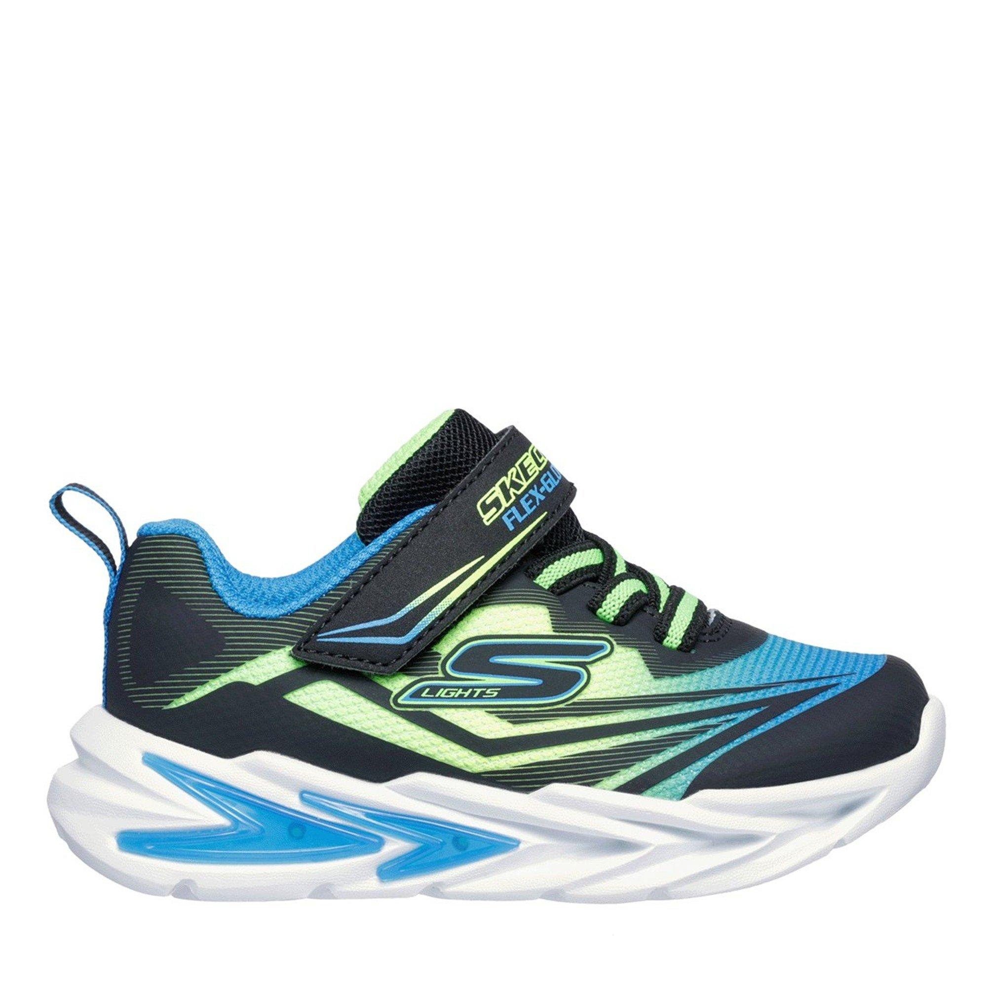 Skechers  Kids Gore And Strap Light Up Trainers - Black/Blue - C9 (26)