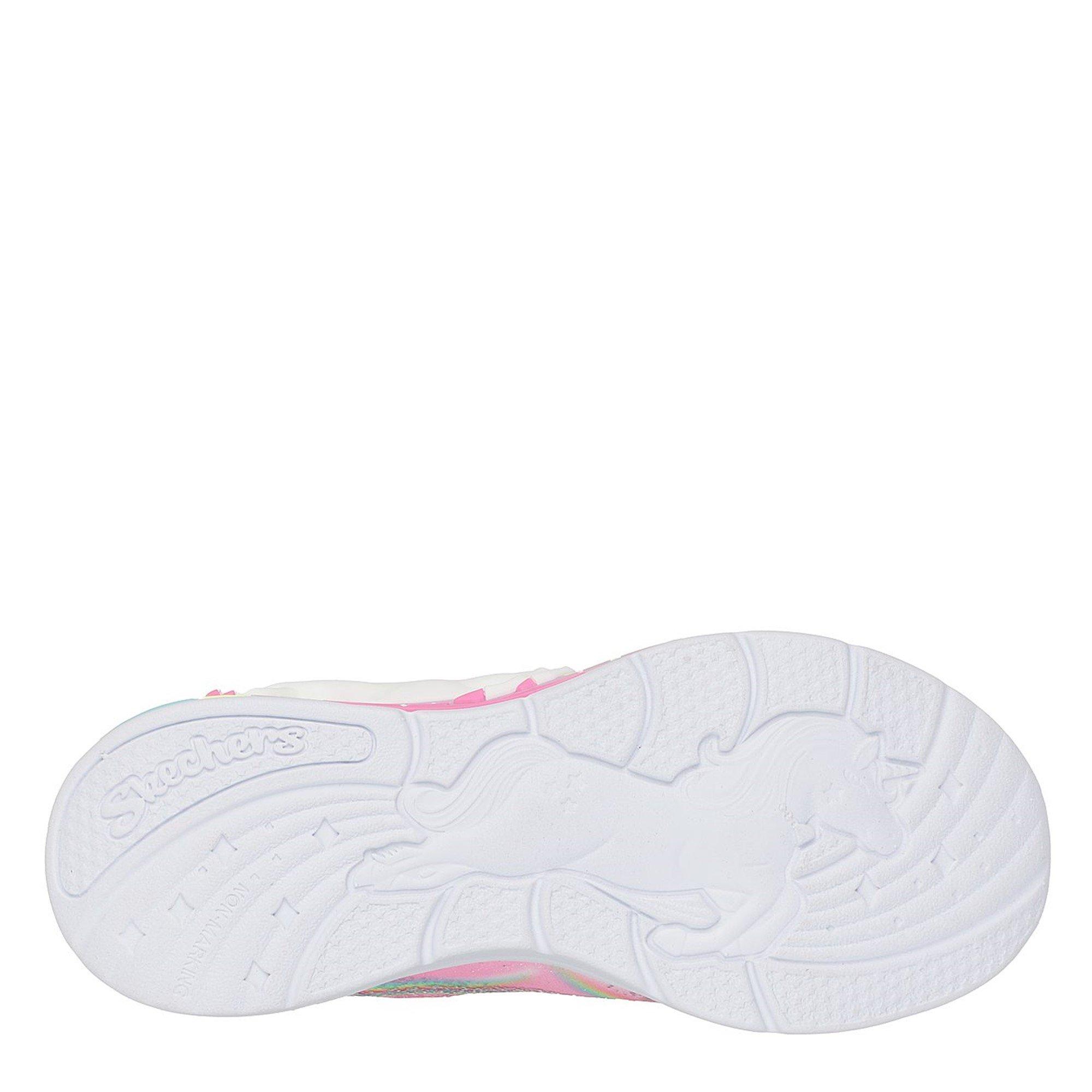 Pink - Skechers - Lighted Unicorn Bungee & Gore Sneak Light Up Trainers Girls - 4