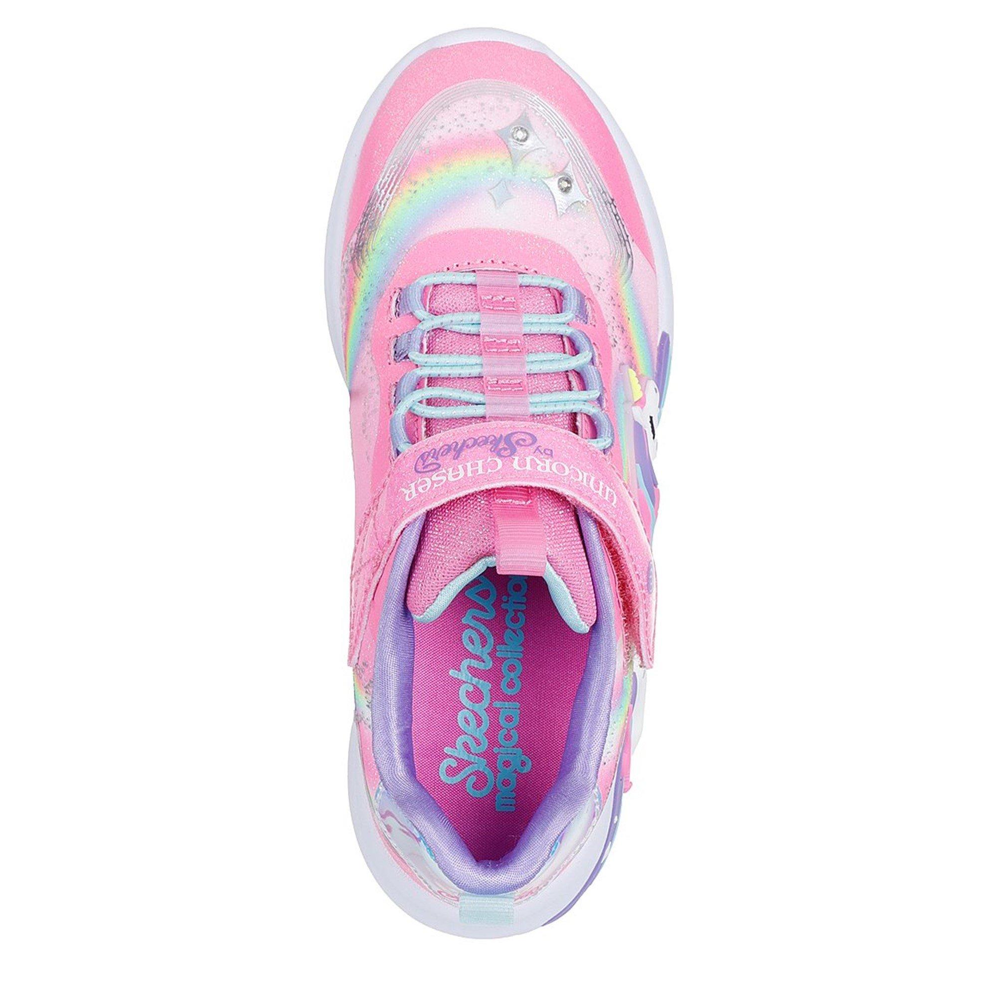 Pink - Skechers - Lighted Unicorn Bungee & Gore Sneak Light Up Trainers Girls - 5