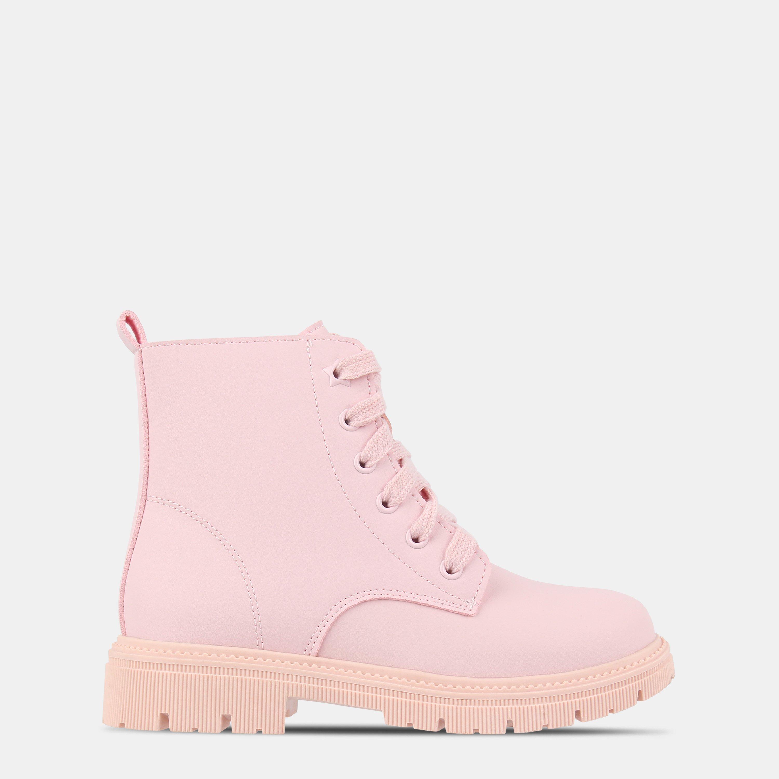 Miso Girls Kids' Lace-Up Hiker Rugged Boots - Pink - C11 (29)
