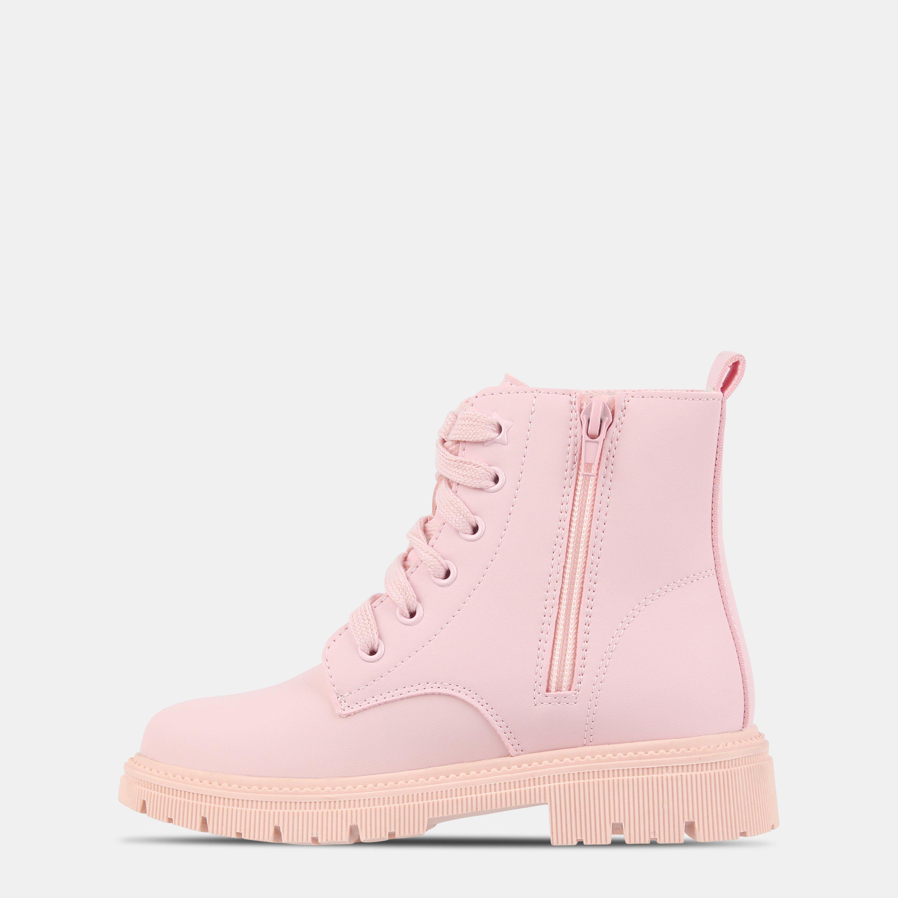 Pink - Miso - Lace-Up Hiker Rugged Boots - 2