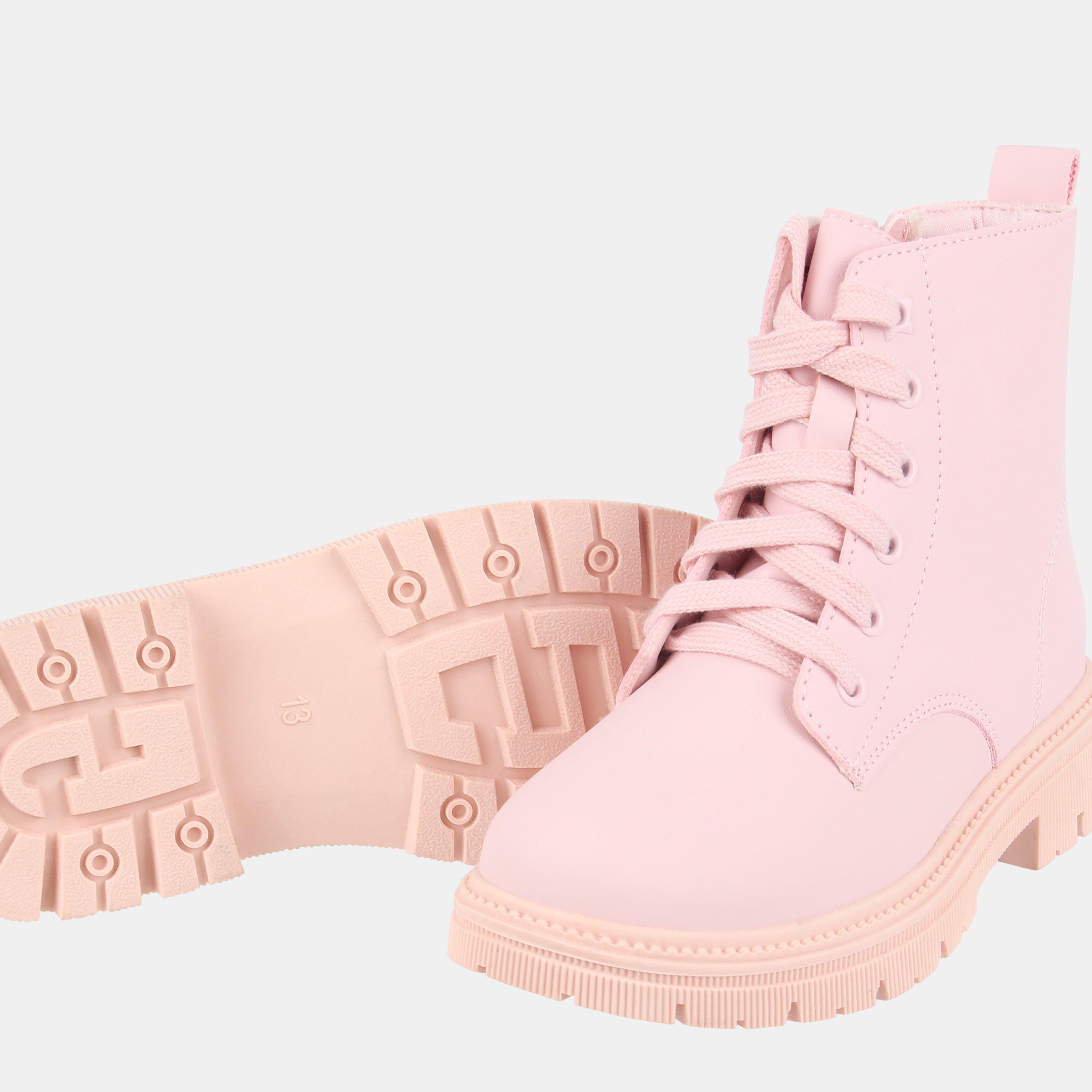 Pink - Miso - Lace-Up Hiker Rugged Boots - 3