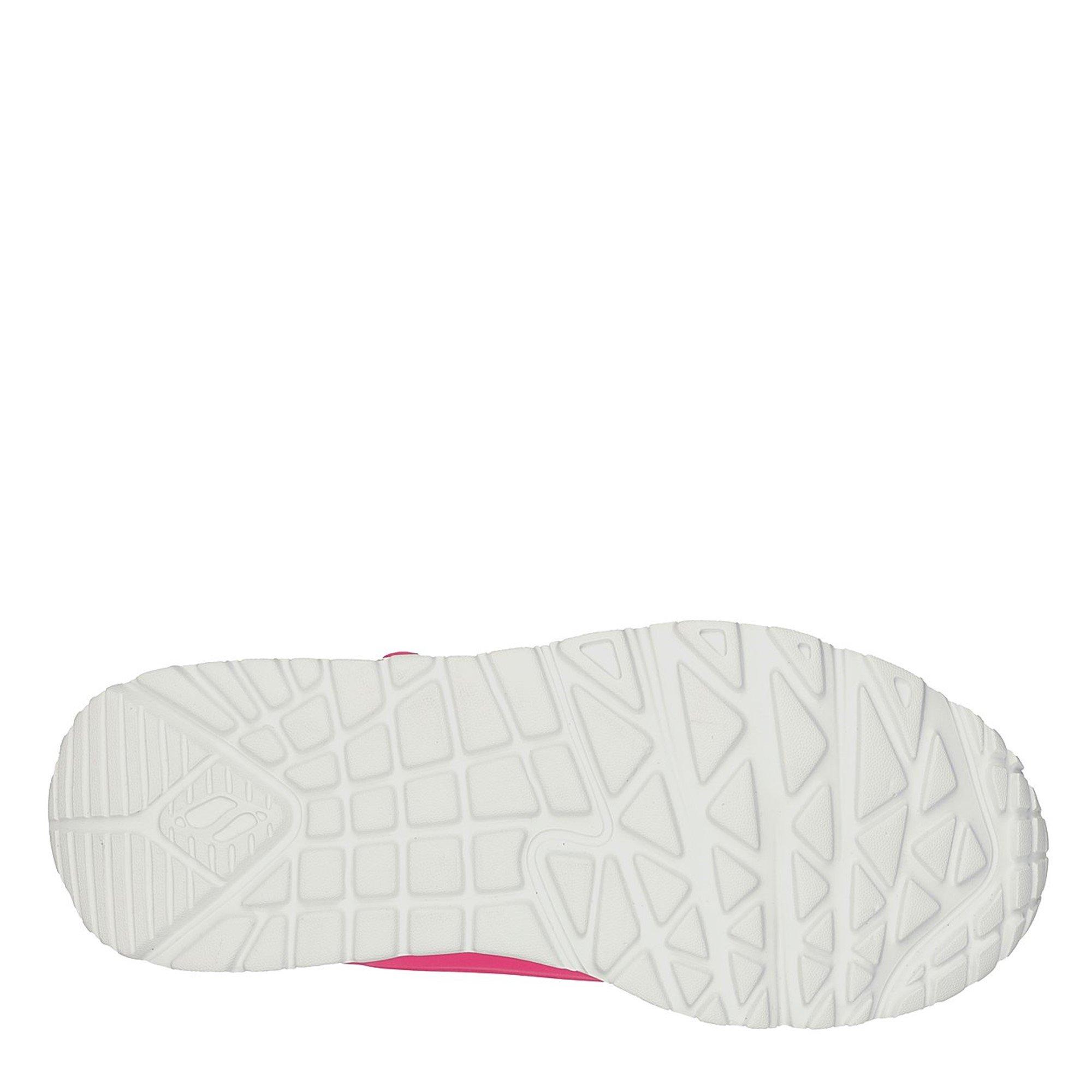 White/Pink - Skechers - Duraleather W Metallic Heel Lace Up Low-Top Trainers Girls - 4