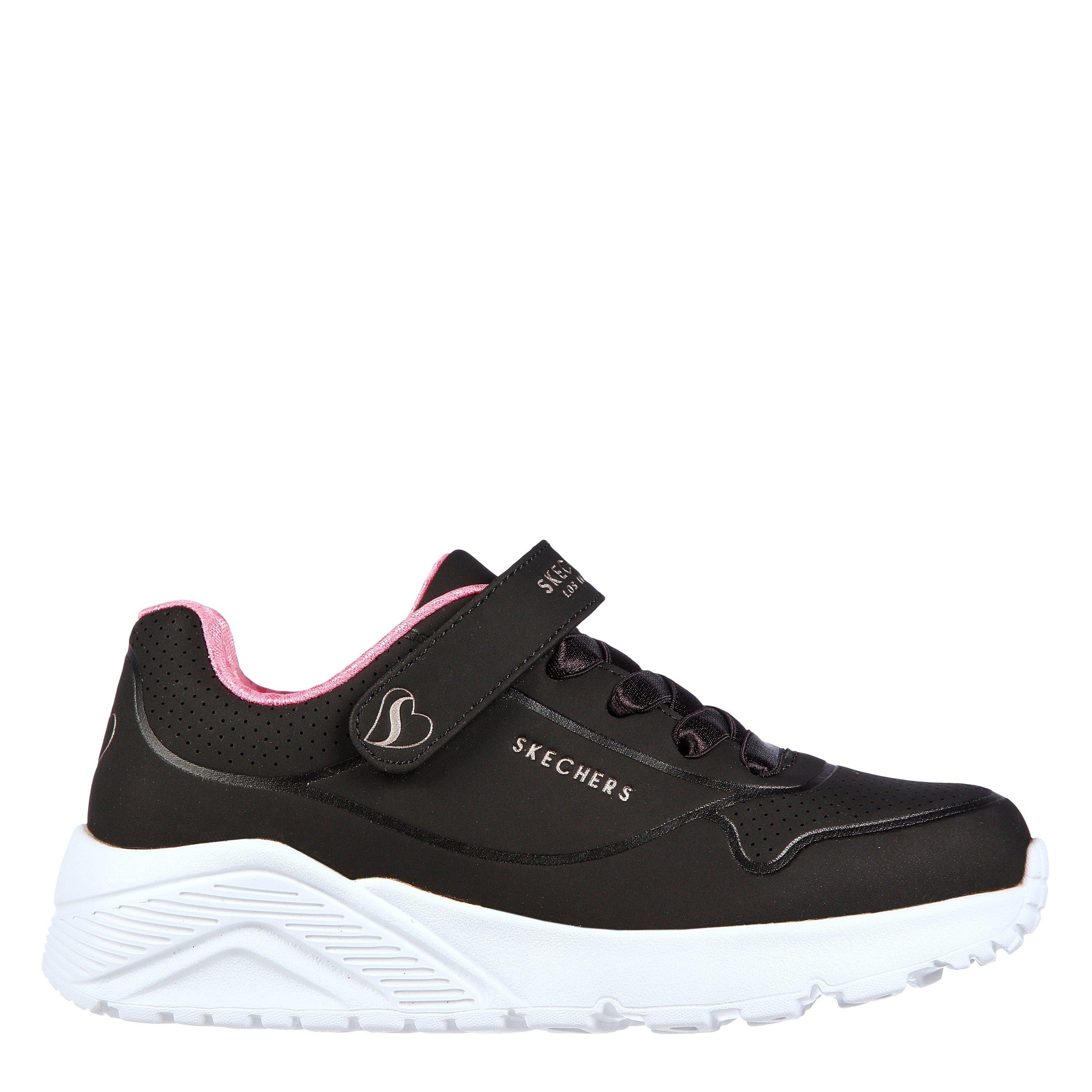 Skechers  Gore & Strap Fashion Embossed Sneak Low-Top Trainers Girls - Black/Pink - C6 (23)