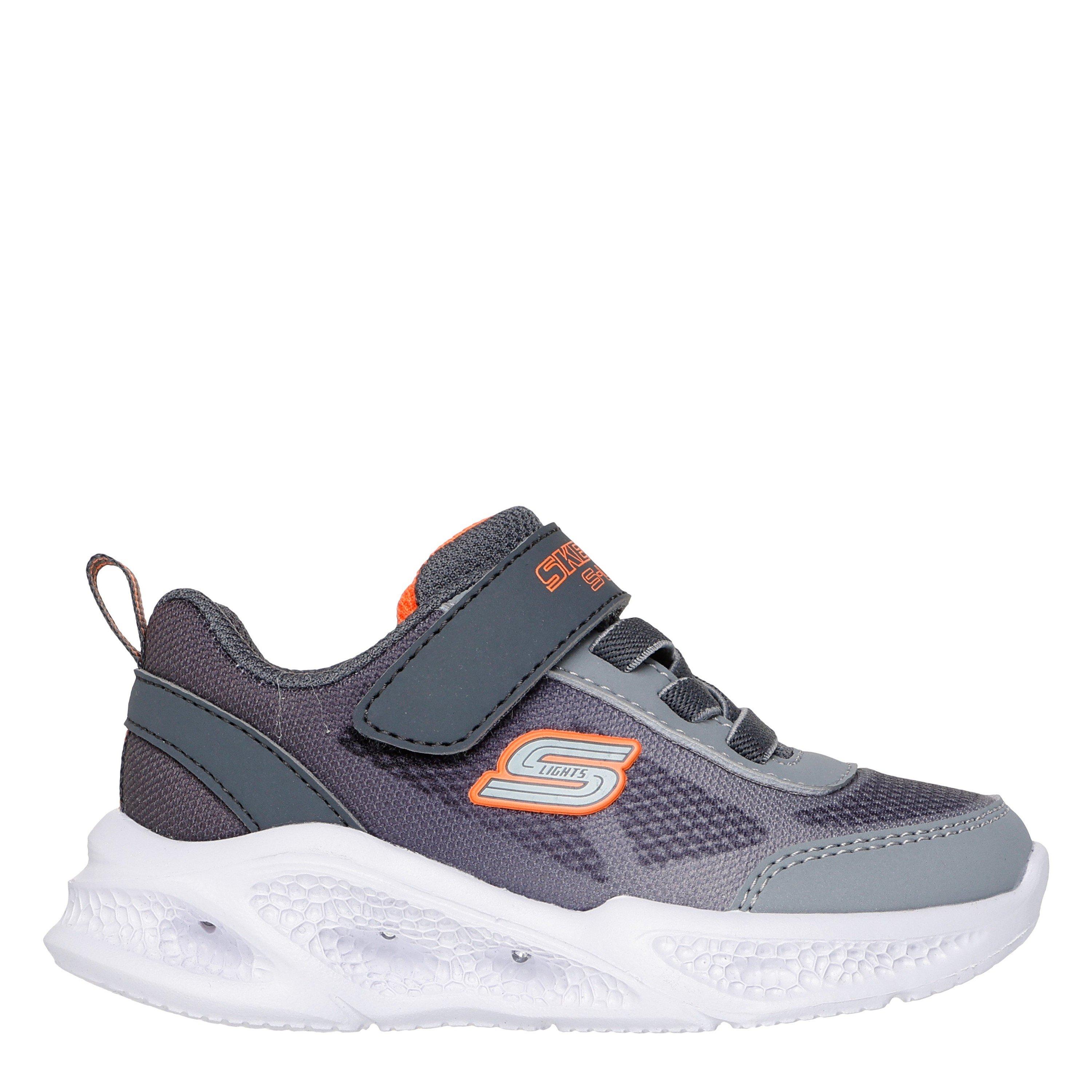 Grey/Orange - Skechers - Lighted Gore & Strap Sneaker W Mult Light Up Trainers Boys - 1