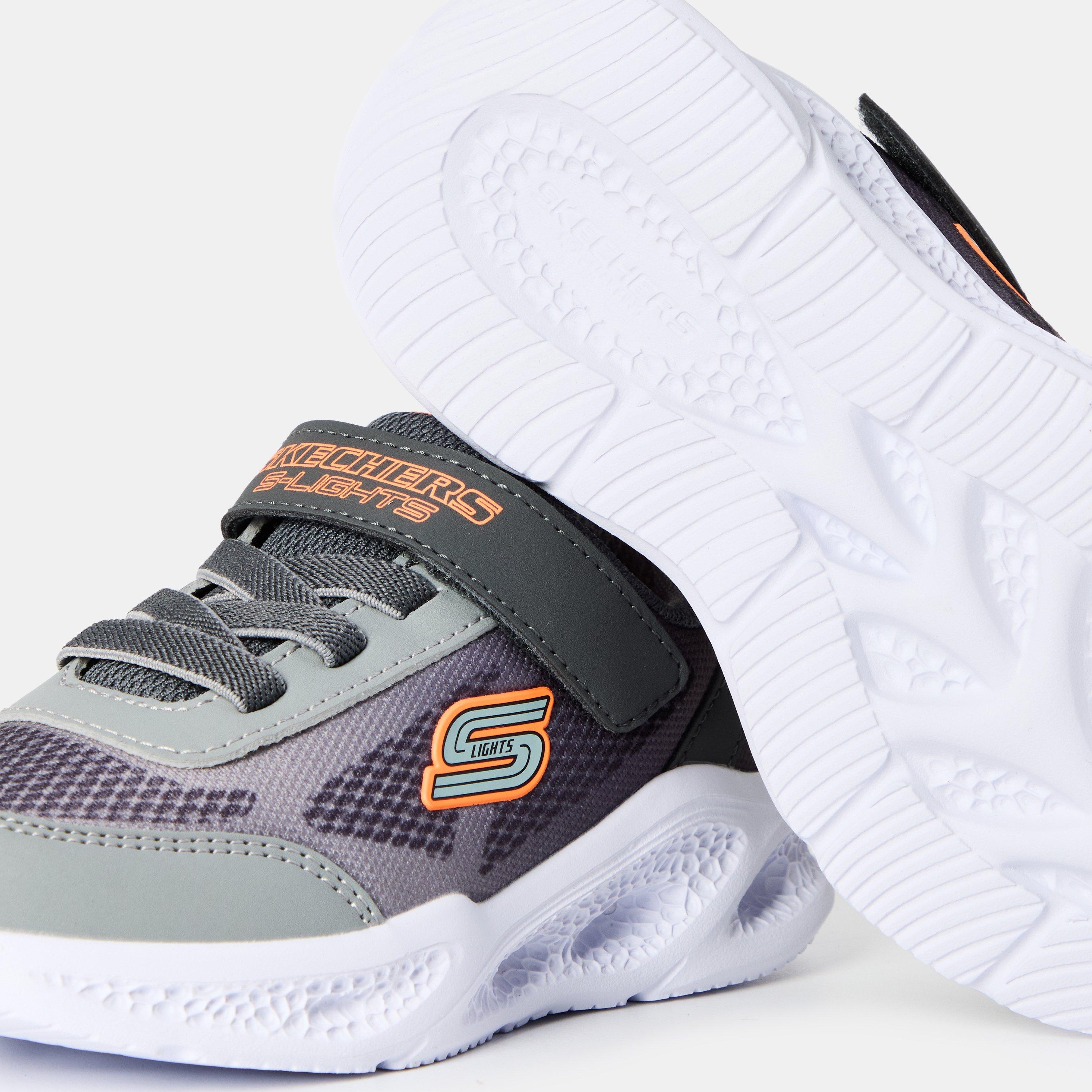 Grigio/Arancione - Skechers - Lighted Gore & Strap Sneaker W Mult Light Up Trainers Boys - 5