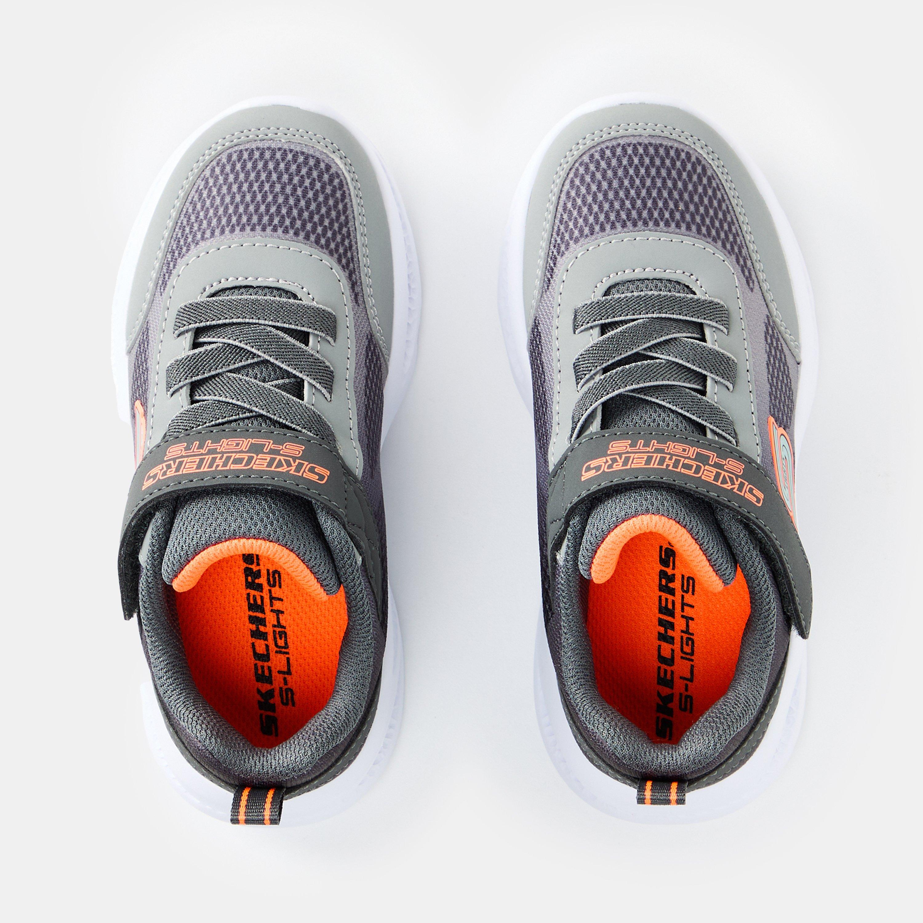 Grigio/Arancione - Skechers - Lighted Gore & Strap Sneaker W Mult Light Up Trainers Boys - 6