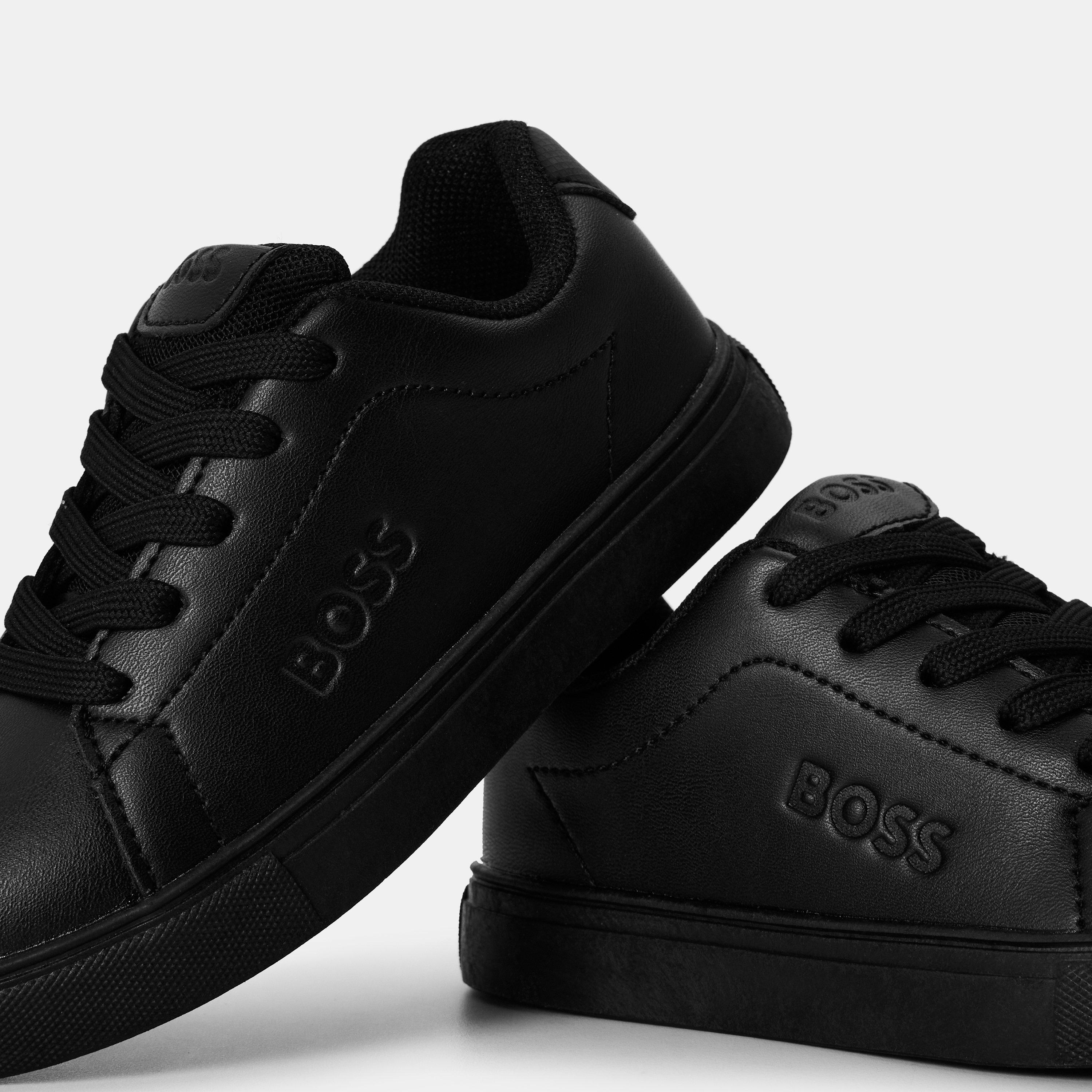 Black/Black - Boss - Logo Court Low-Top Trainers - 3