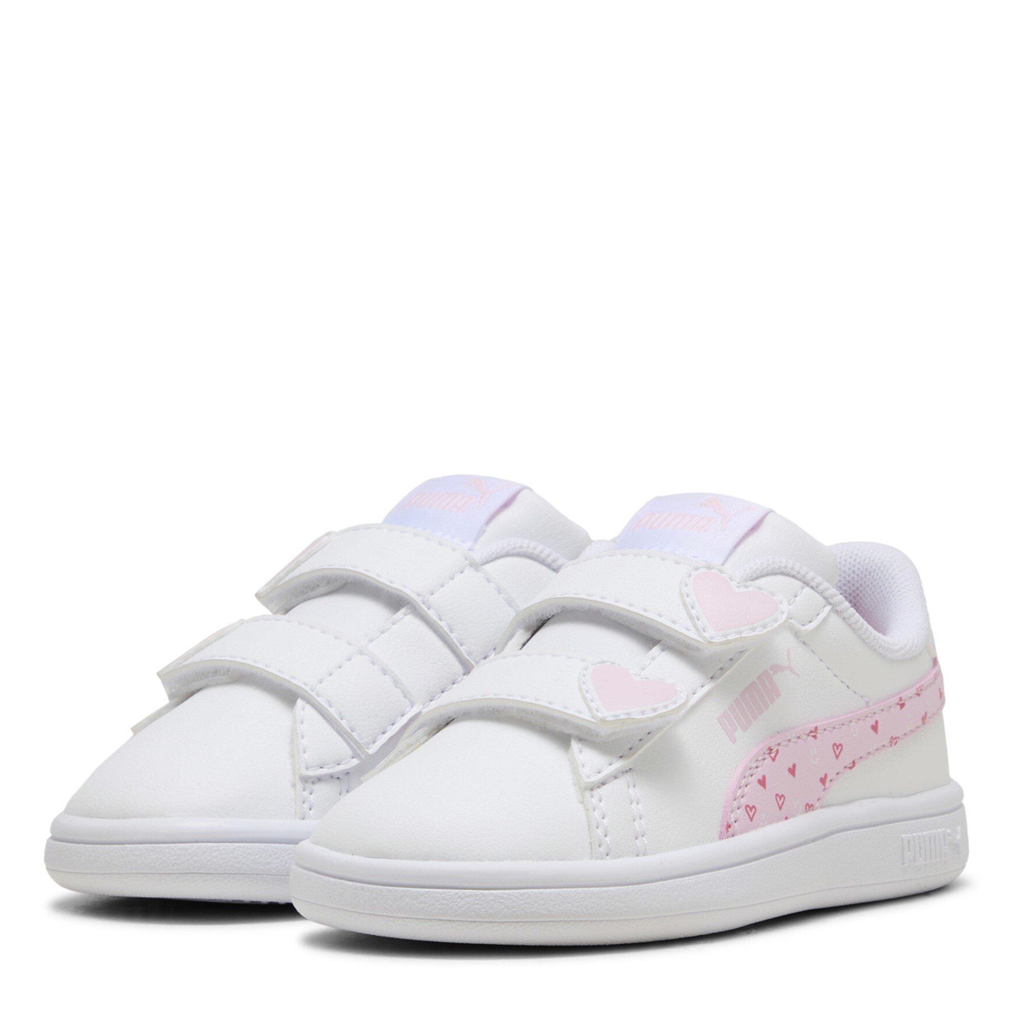 Puma  Smash 3.0 Glitter Velcro Trainers Infants - White/Pink - C9 (27)