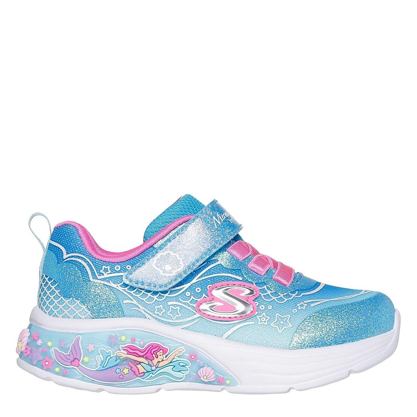Blue/Multi - Skechers - Kids Leather Light Up Trainers - 1