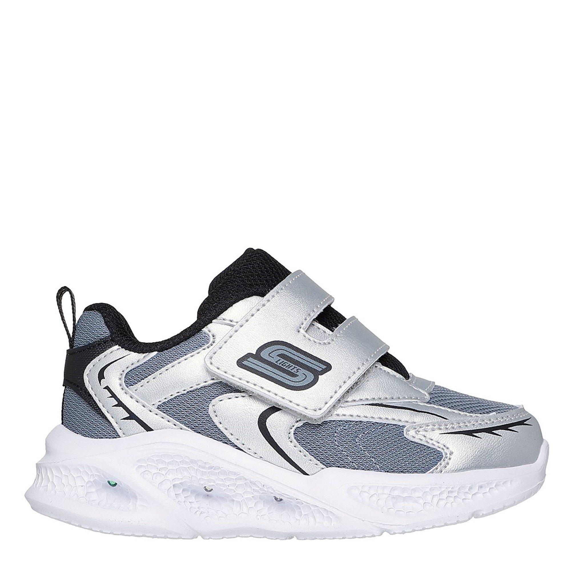 Silver/Black - Skechers - Meteor-Lights Light Up Trainers Boys - 3