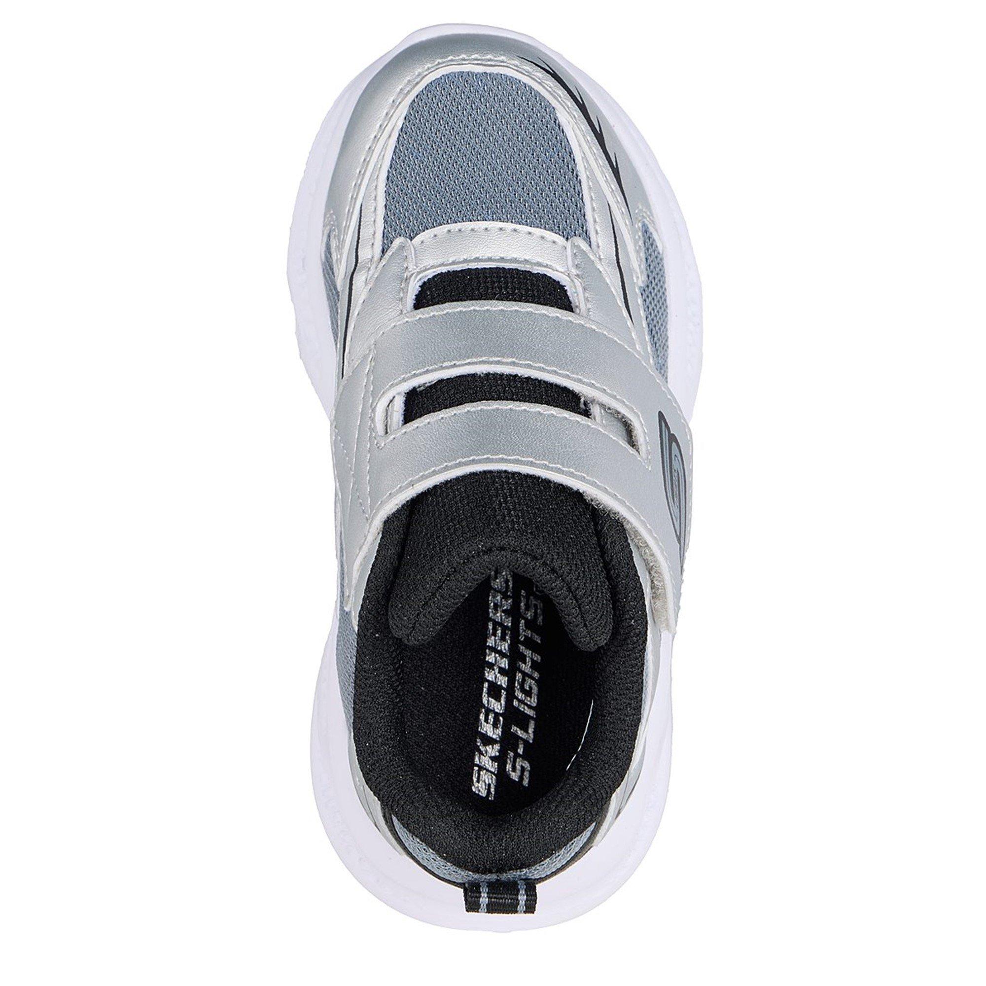 Silver/Black - Skechers - Meteor-Lights Light Up Trainers Boys - 5