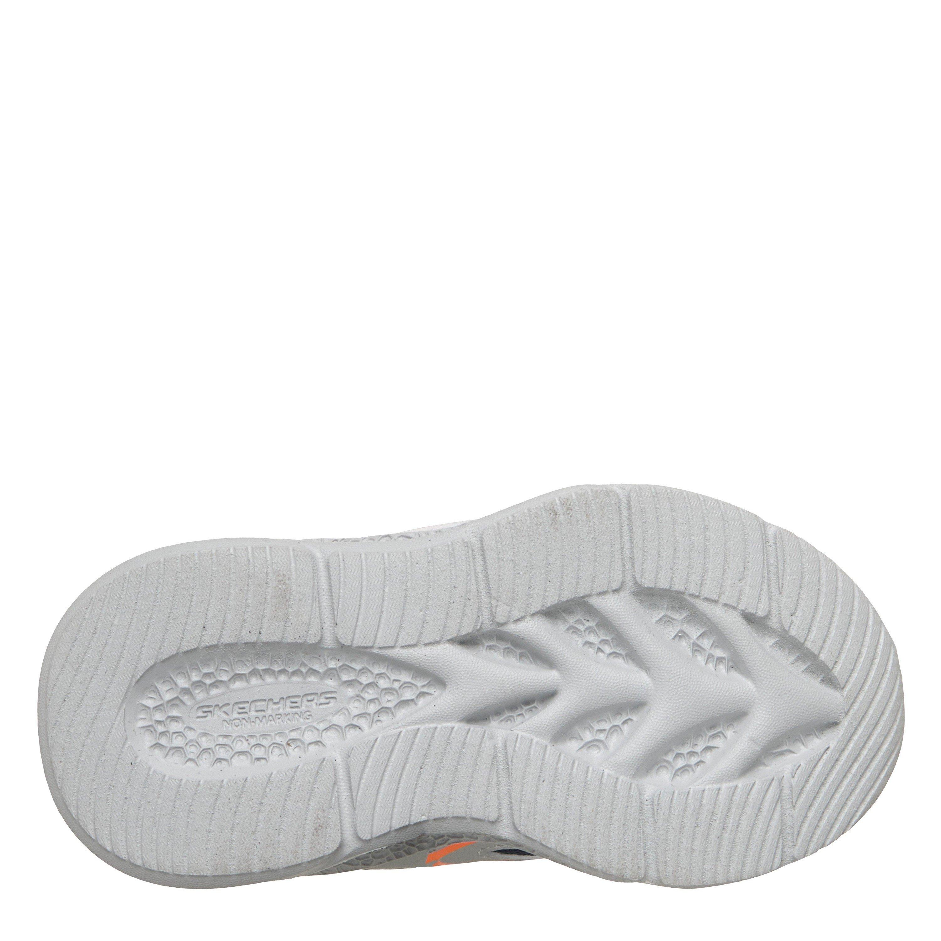Silver/Orange - Skechers - Kids' Meteor Lights Leather Light Up Trainers - 5