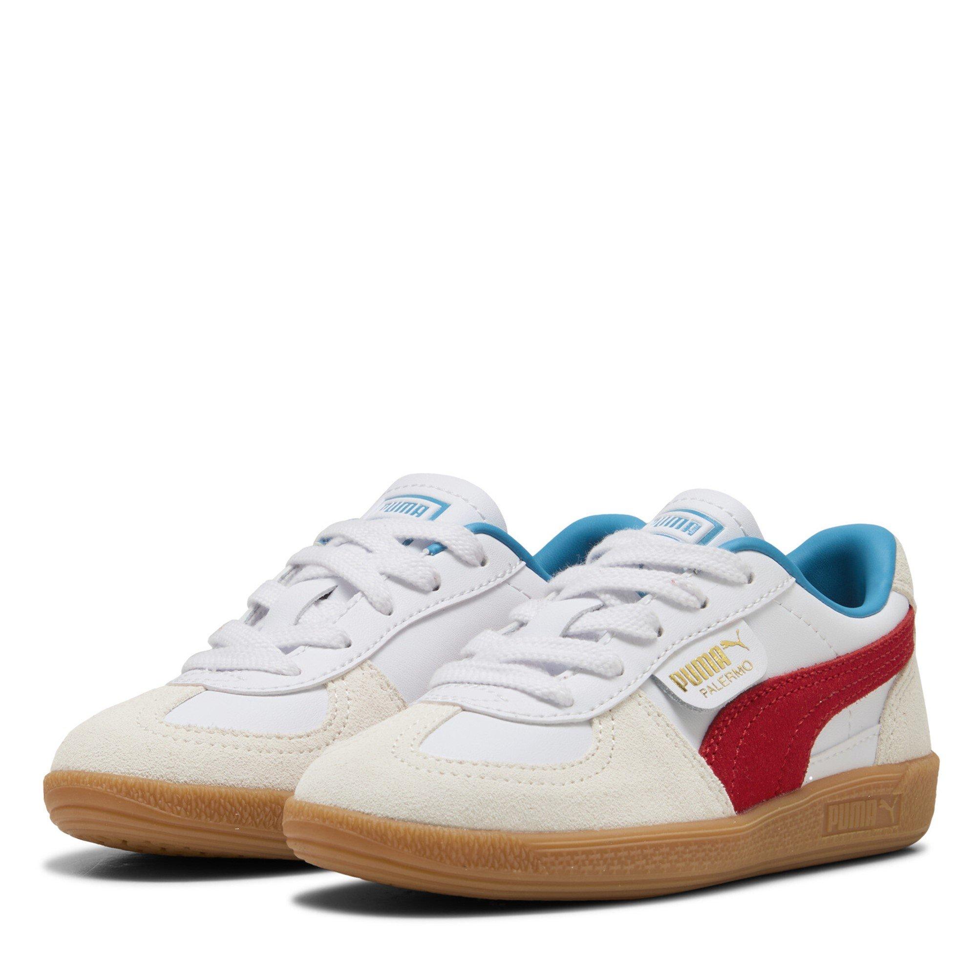 Puma Boys Kids' Palermo Low-Top Trainers - White/Red - C13 (32)