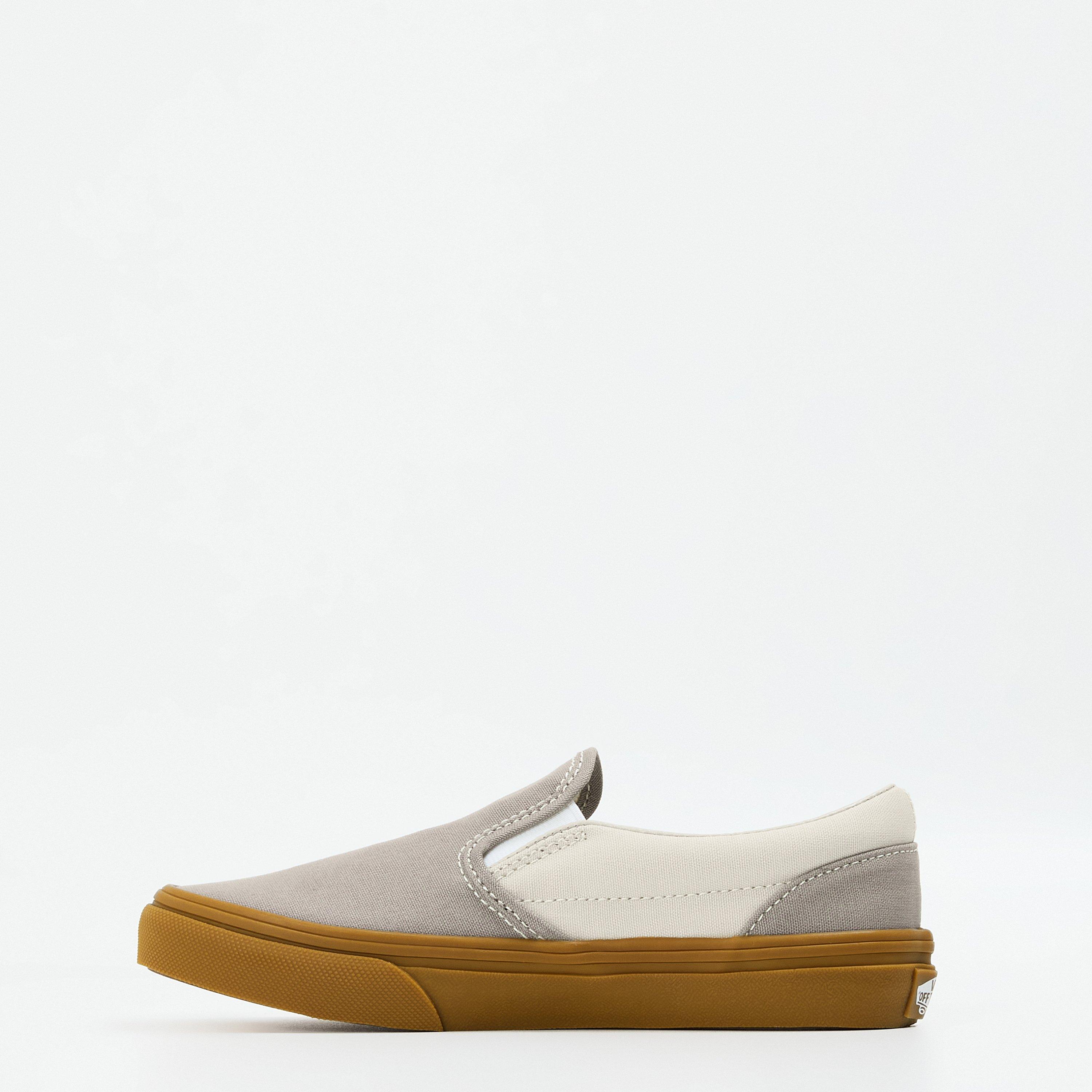 Gray/Gum - Vans - Unisex Kids' Classic Color Theory Checker Canvas Slip-On Trainers - 2