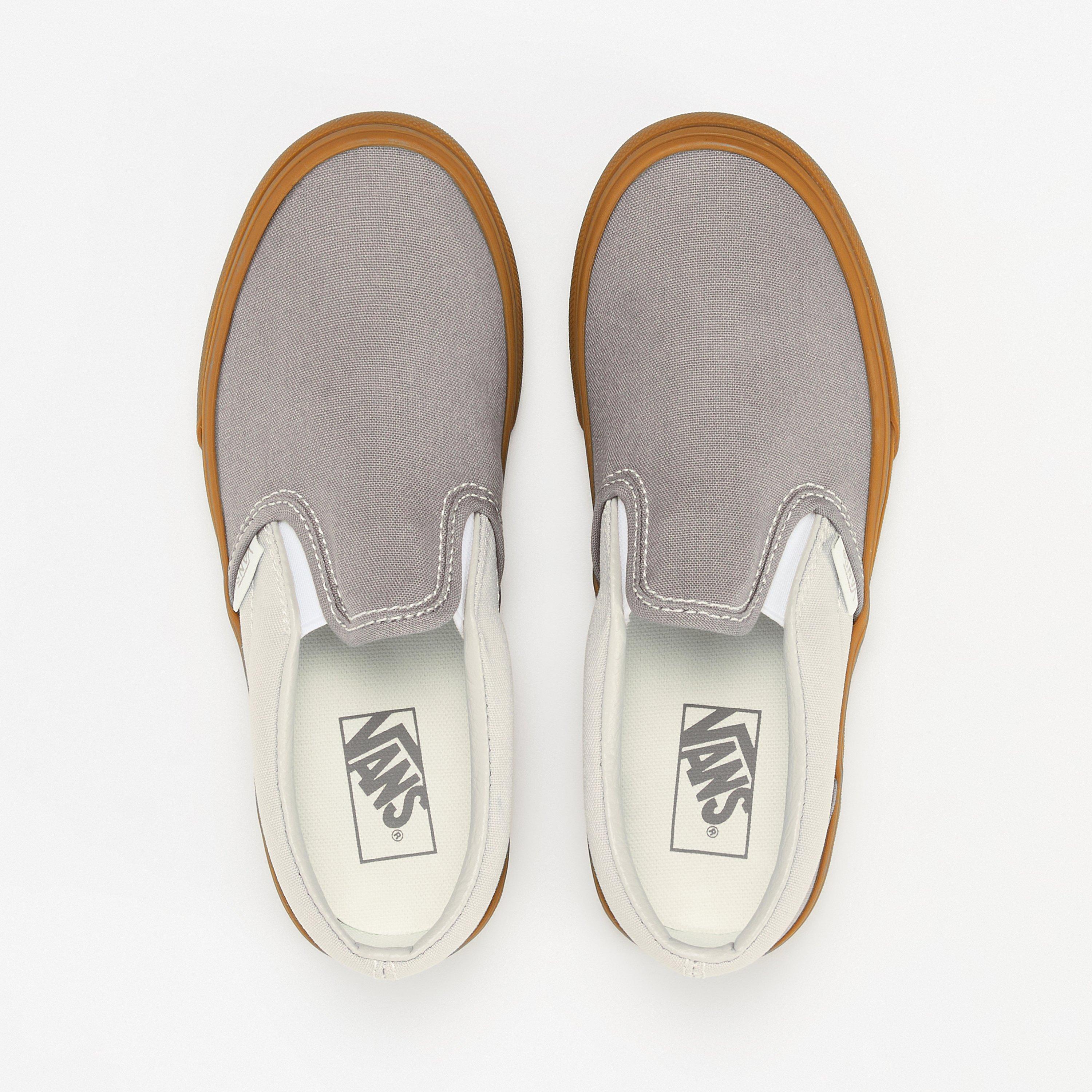 Gray/Gum - Vans - Unisex Kids' Classic Color Theory Checker Canvas Slip-On Trainers - 4