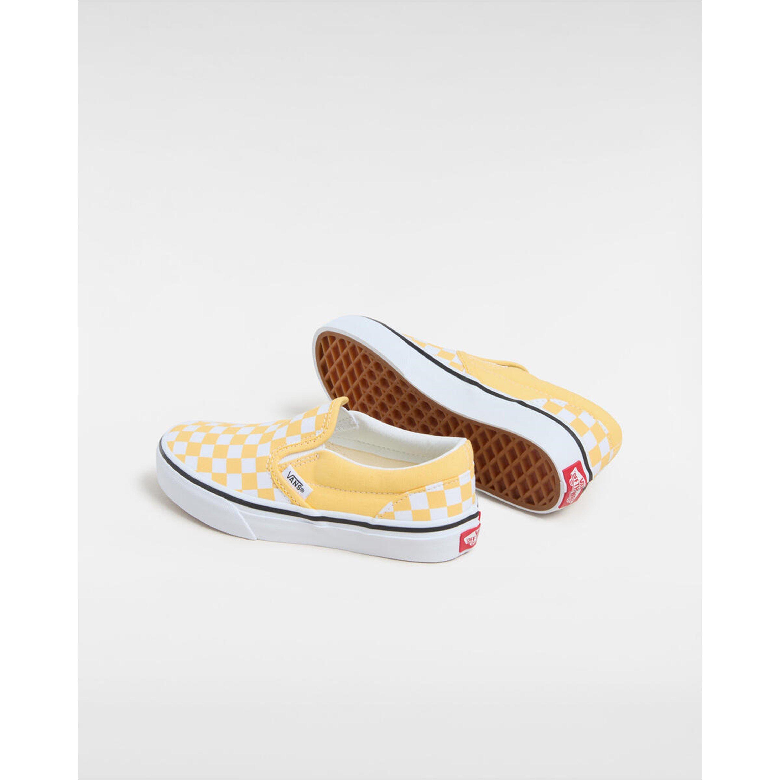 Banana Cream - Vans - Kids' Classic Color Theory Checker Canvas Slip-On Trainers - 3