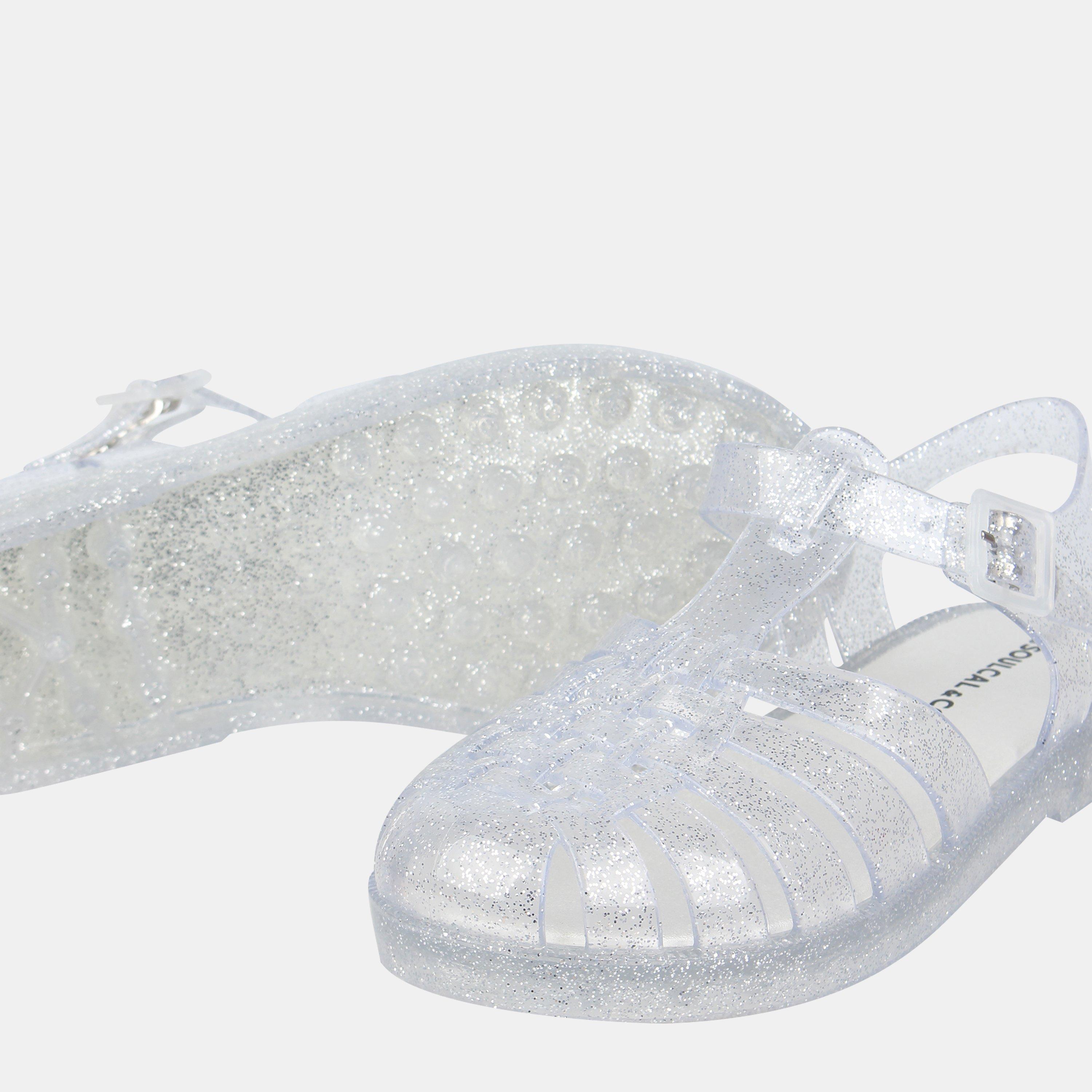 Silver Glitter - SoulCal - Kids' Hook and Loop Jelly Shoes - 3