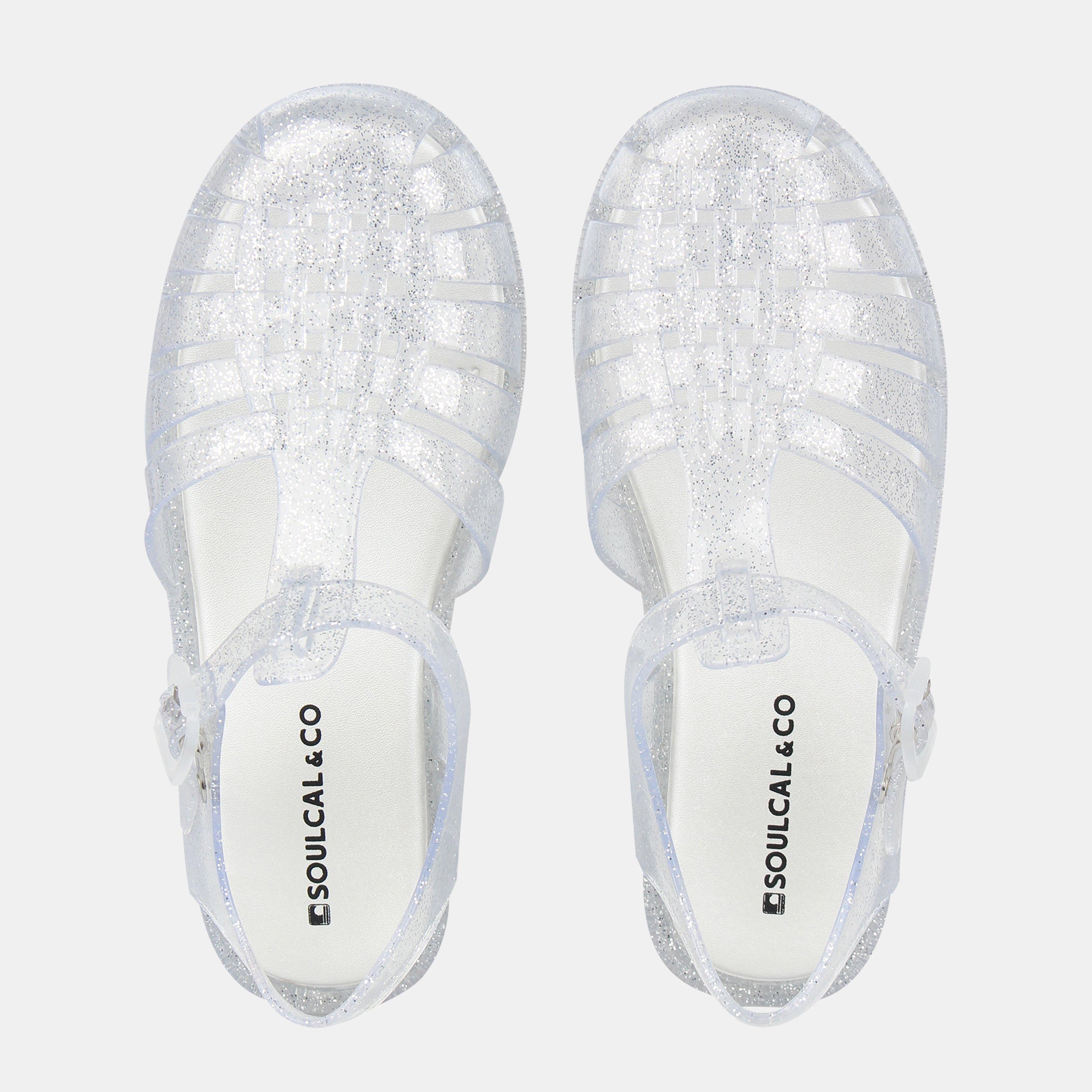 Silver Glitter - SoulCal - Kids' Hook and Loop Jelly Shoes - 4