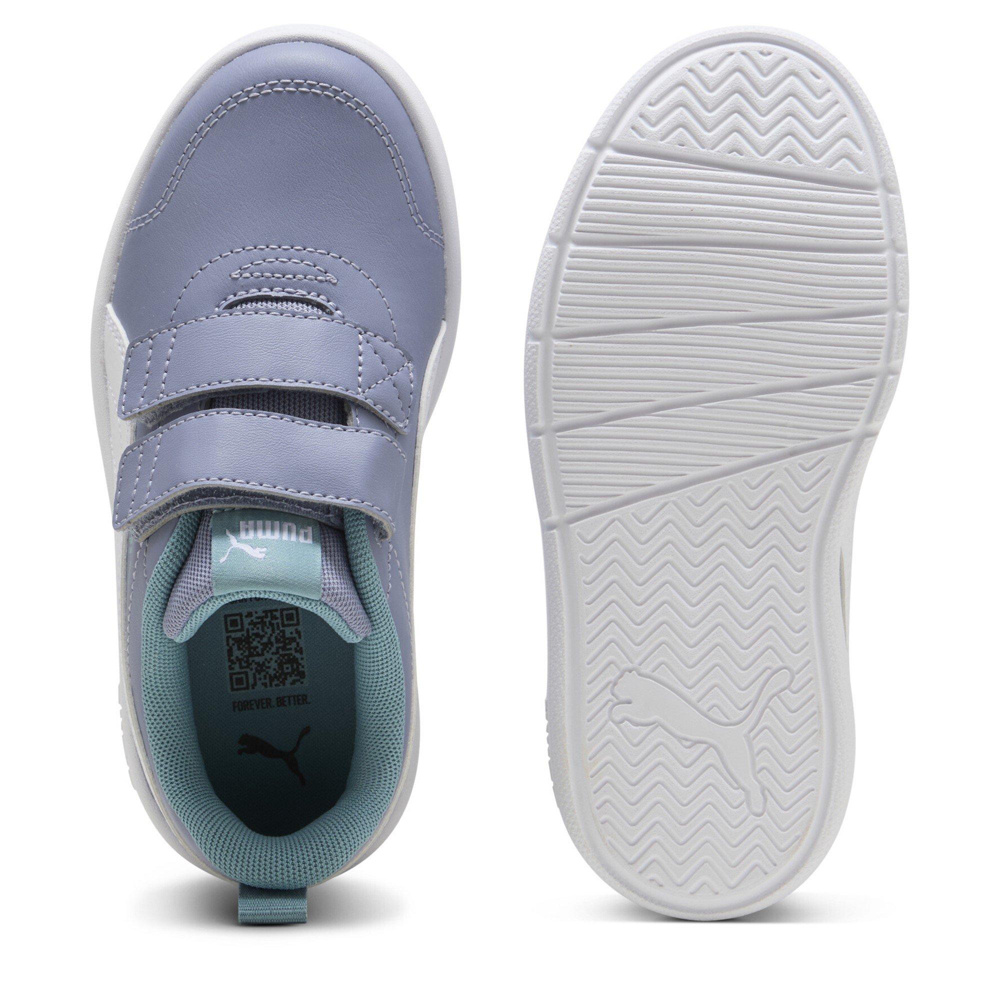 Gray Sky/Blue - Puma - Courtflex V3 Childrens Shoes - 3