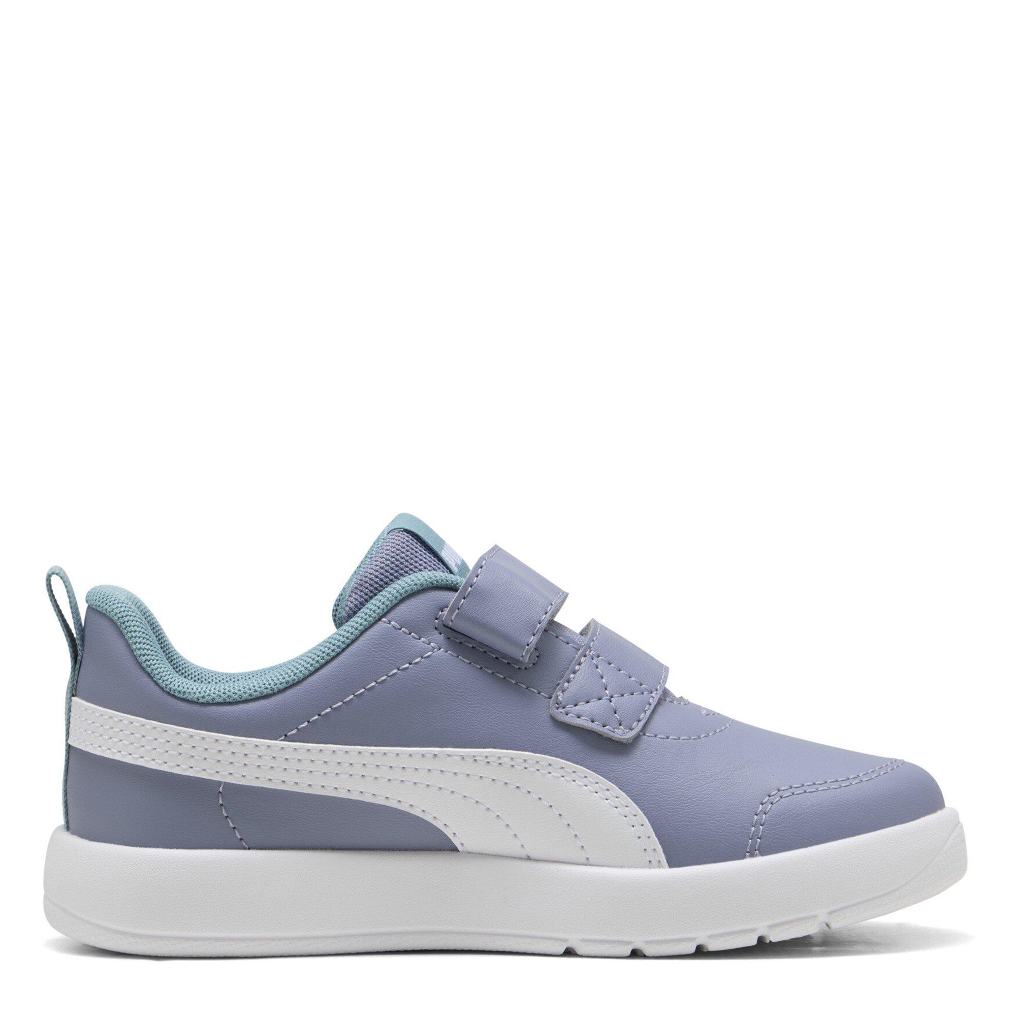 Gray Sky/Blue - Puma - Courtflex V3 Childrens Shoes - 4