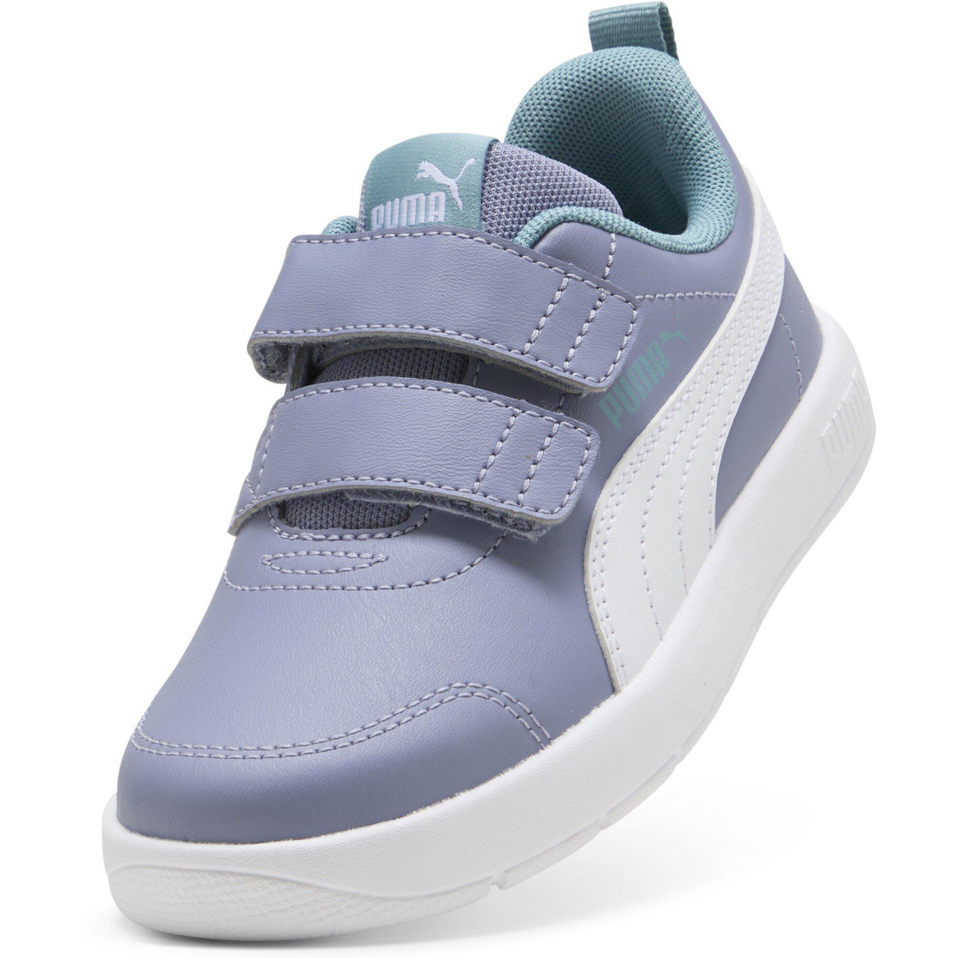 Gray Sky/Blue - Puma - Courtflex V3 Childrens Shoes - 6