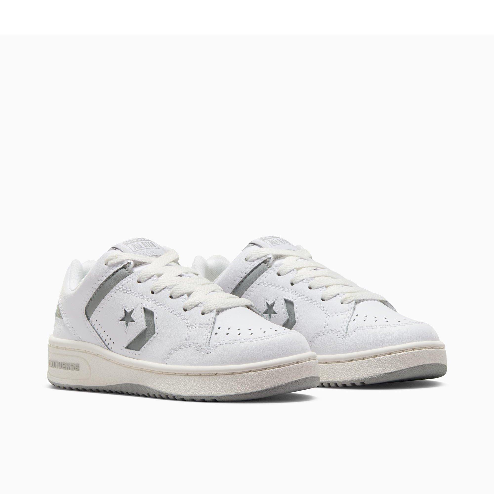 119-White/Gre - Converse - Kids' Weapon Leather Low-Top Trainers - 3