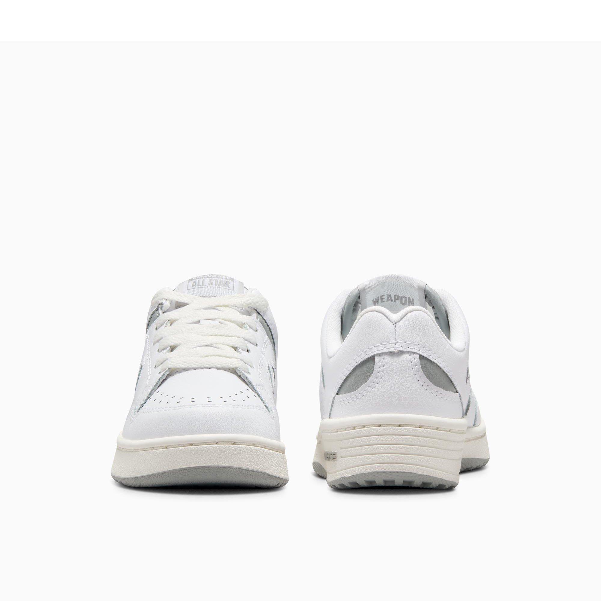 119-White/Gre - Converse - Kids' Weapon Leather Low-Top Trainers - 5
