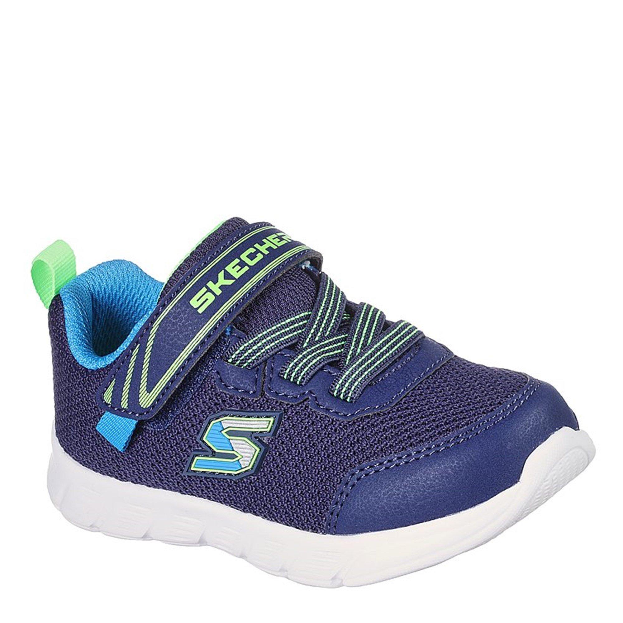 Navy/Lime - Skechers - Comfy Flex Infant Boys Trainers - 3