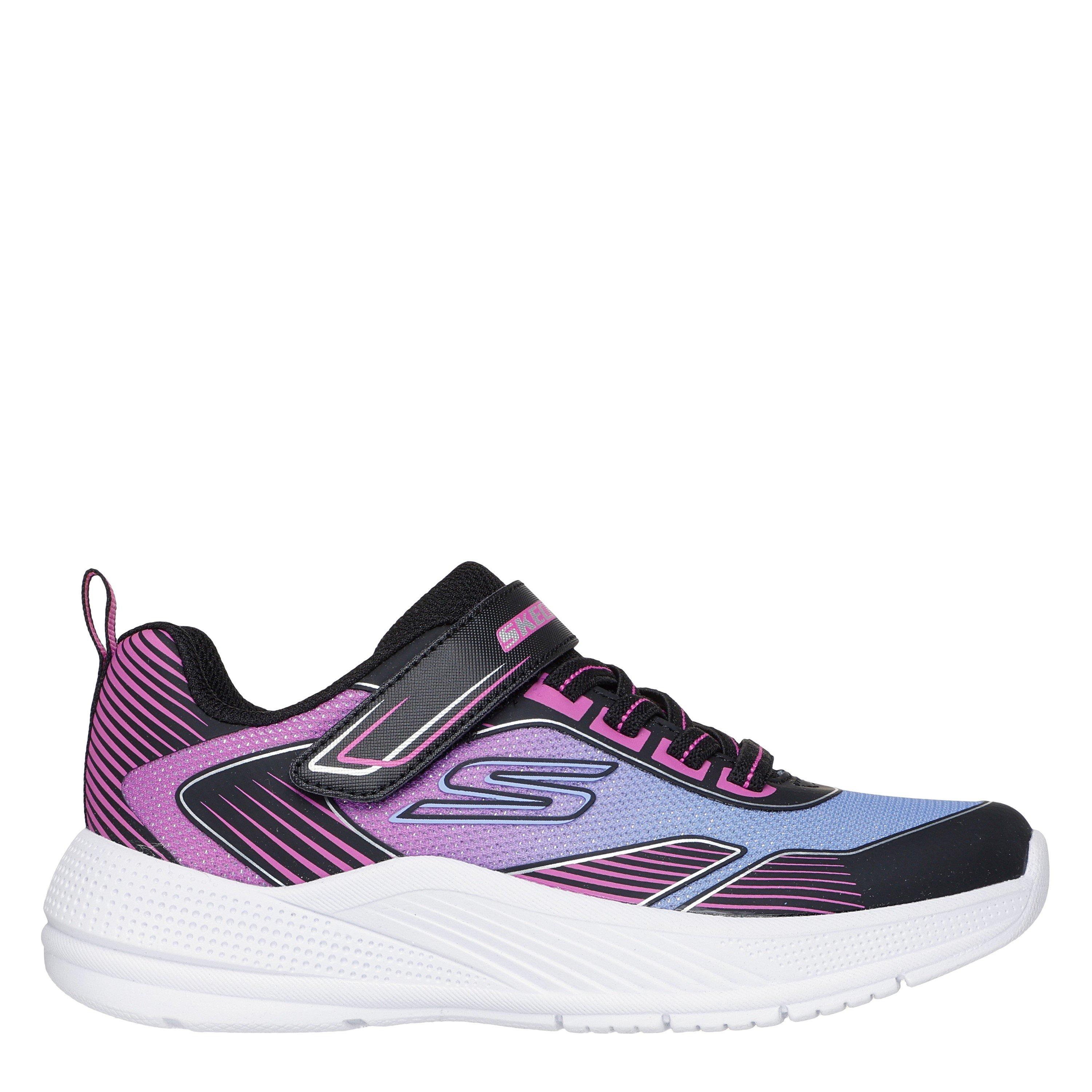 Skechers  Kids' Gore And Strap Ombre Sparkle Mesh Microspec Runners - Black/Pink - C5 (22)