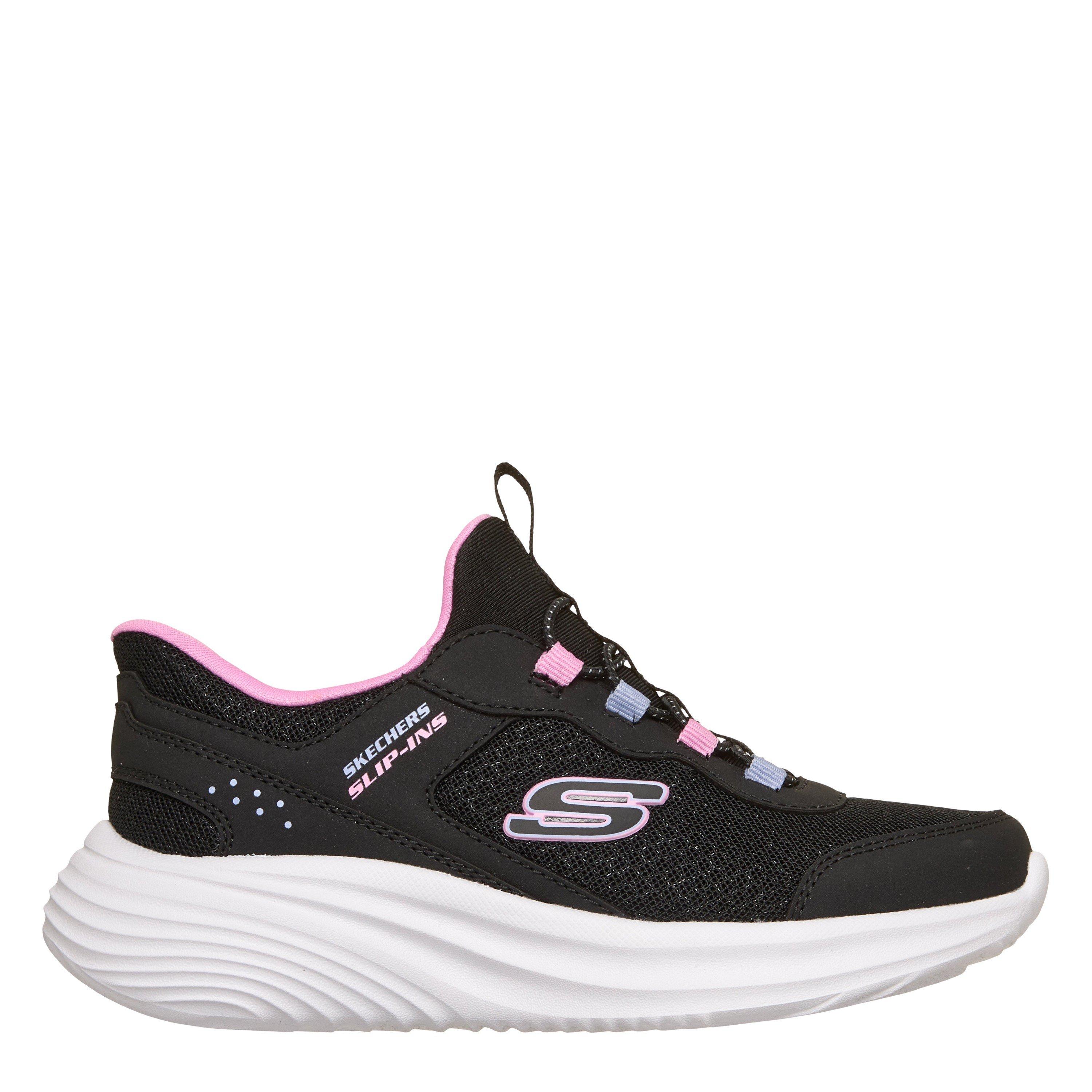 Skechers Girls Slip-Ins Bounder Shoes Childrens - Black/Pink - C11 (28.5)