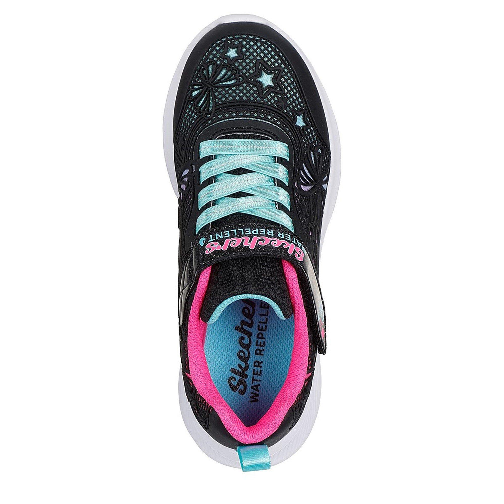 Black/Pink - Skechers - Flower Theme Kpu Water Repellent Sn Runners Girls - 5