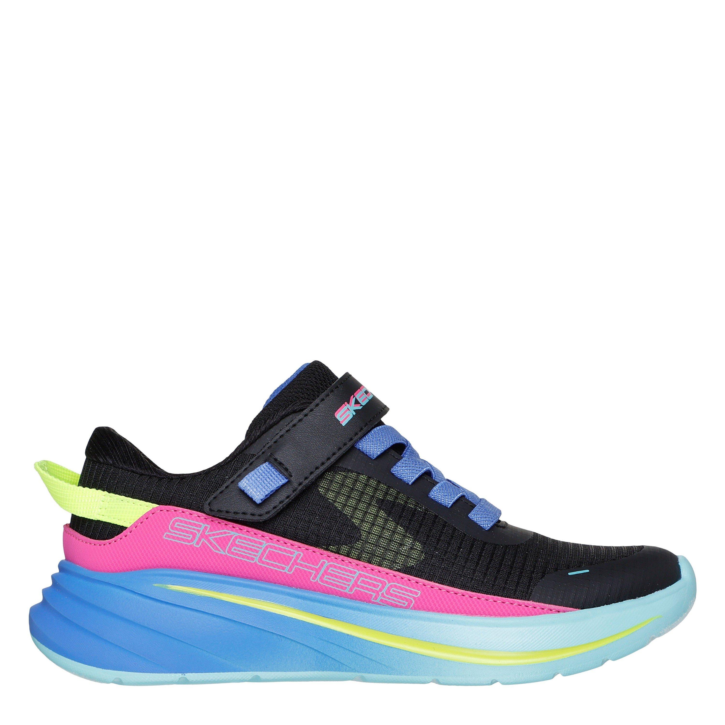 Skechers Girls Gore And Strap Sneaker W Mono Mesh Runners - Blue/Pink - C10 (27.5)